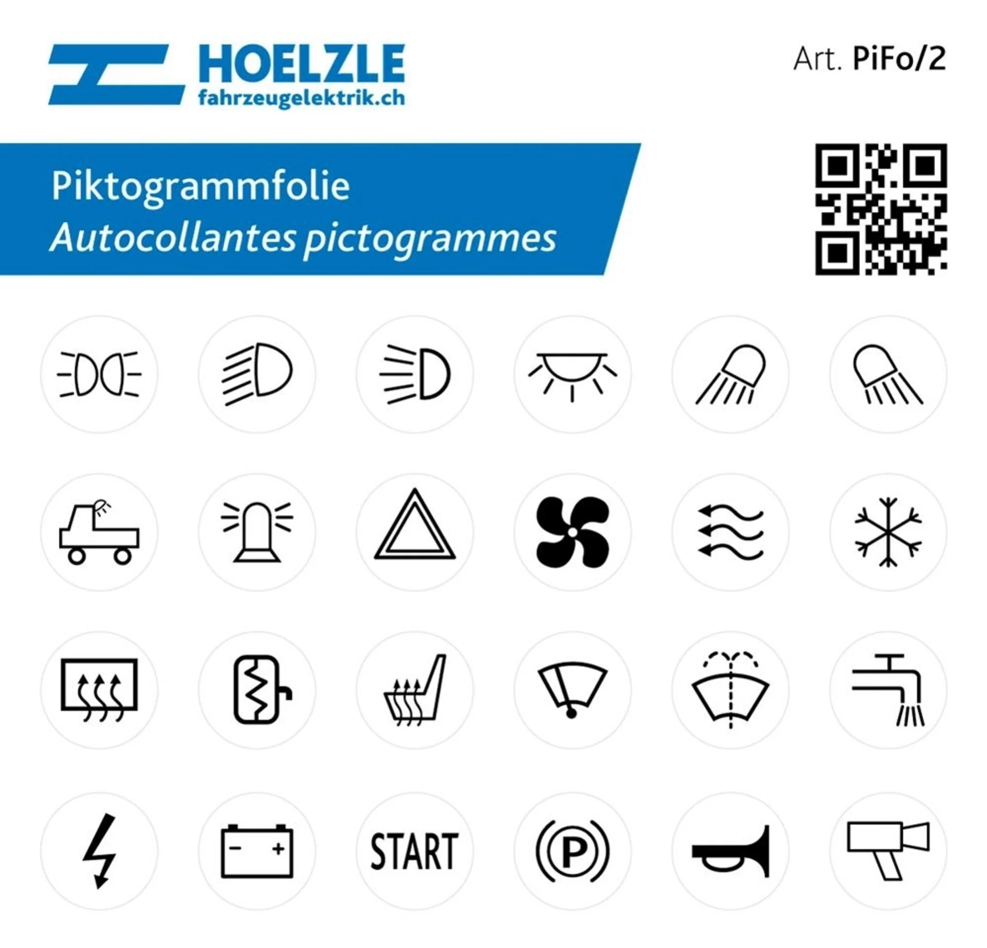 Piktogramm-Folie ws/sz, selbstklebend 24 verschiedene Piktogramme, ø 11.5 mm