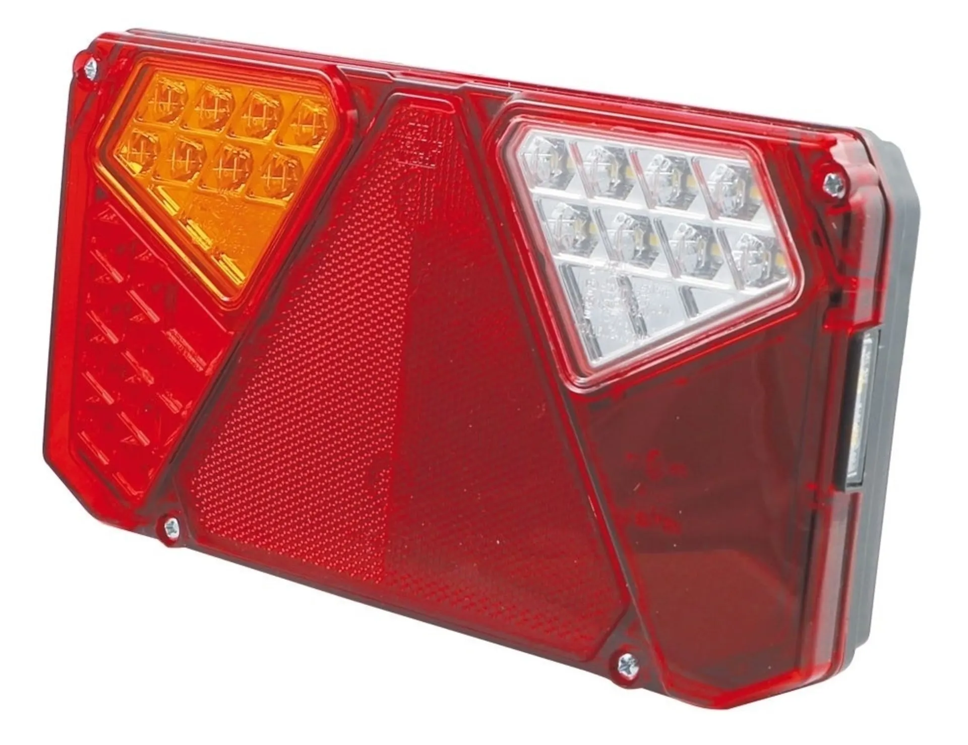 WAS - LED-Schlussleuchte 12/24V links mit RFL 242x134mm, mit RFL, KZL und 5-Pol-Ansch.