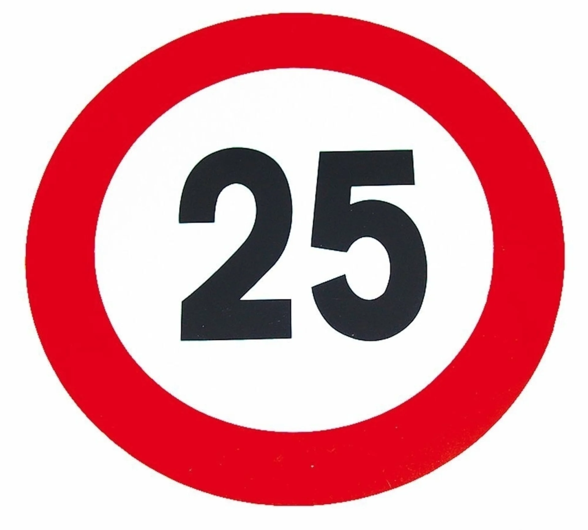 Geschwindigkeits-Begrenzungs-Schild 25 km/h 25 km/h ø 20 cm PVC-Selbstklebefolie
