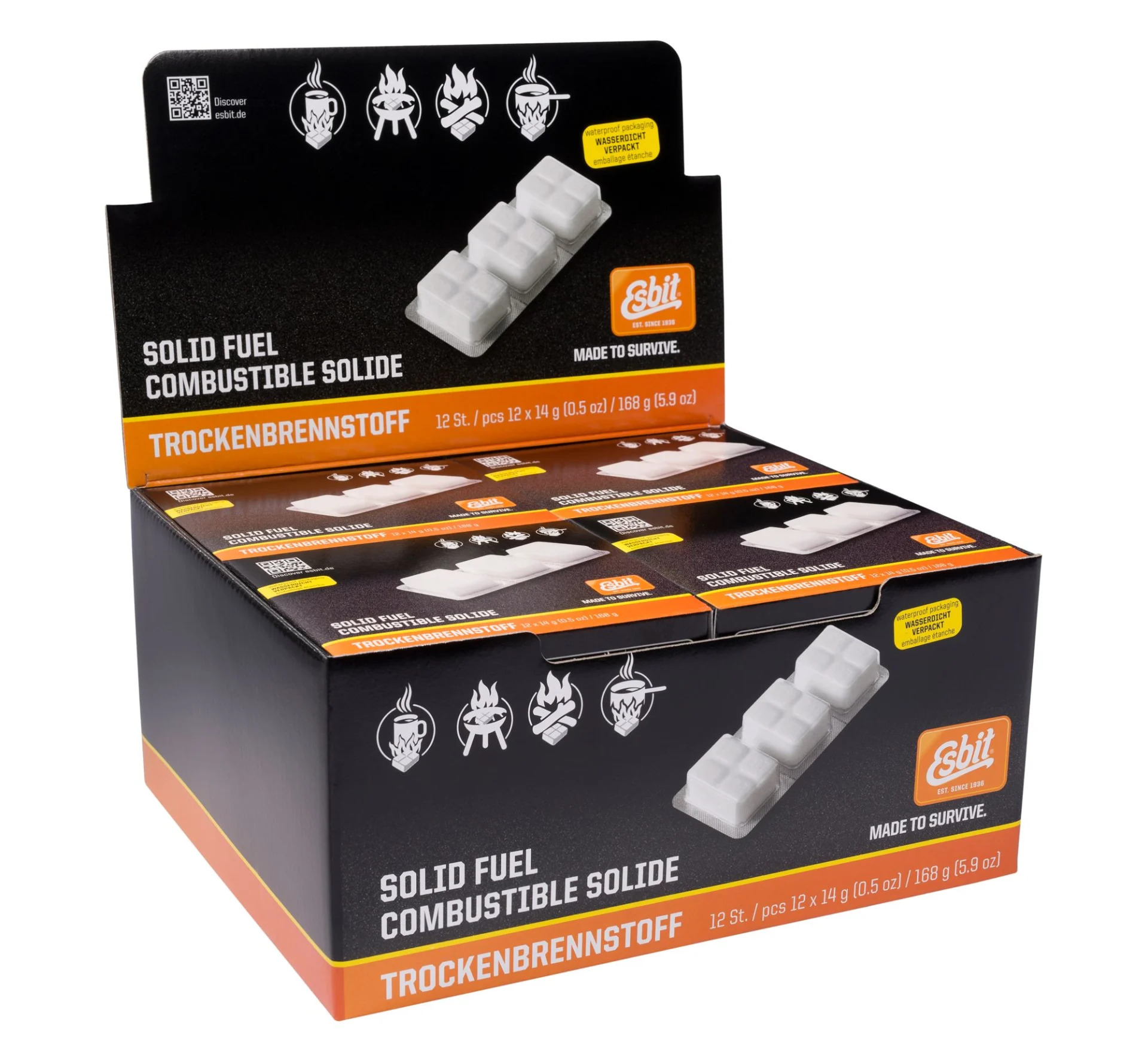 Esbit Pastilles de combustible sec 12 x 14g pour réchaud de poche