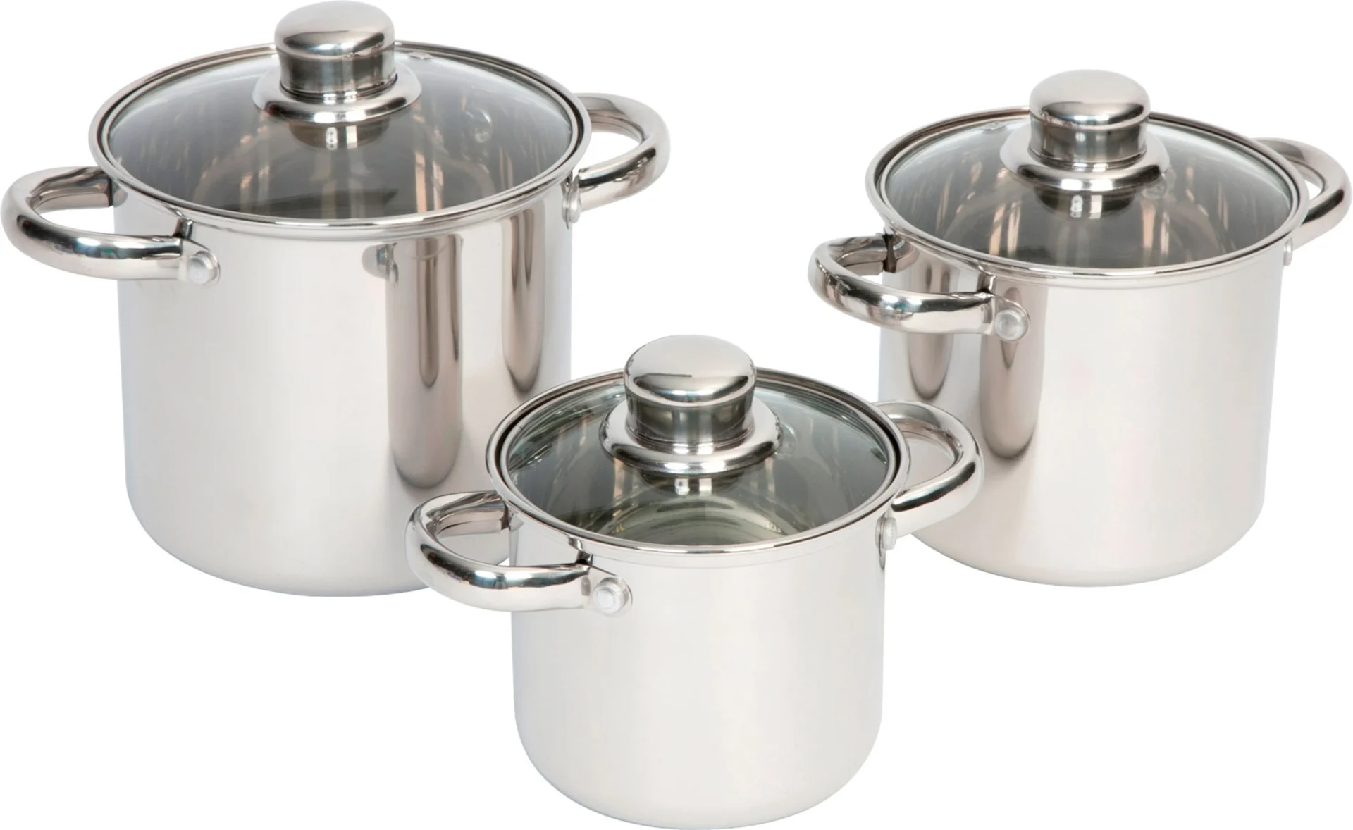 Bo-Camp Royal Plus Set de casseroles en acier inoxydable 3 pièces