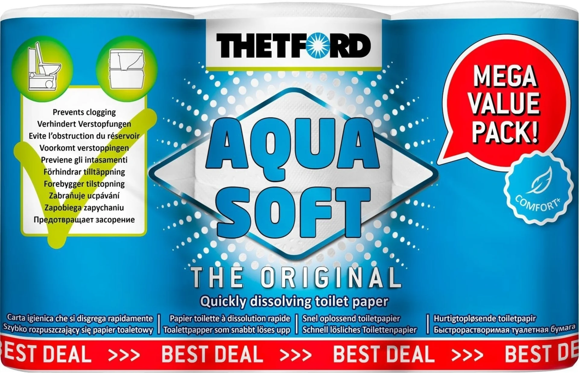 Papier toilette Thetford Aqua Soft paquet d'avantages (6 rouleaux au lieu de 4)