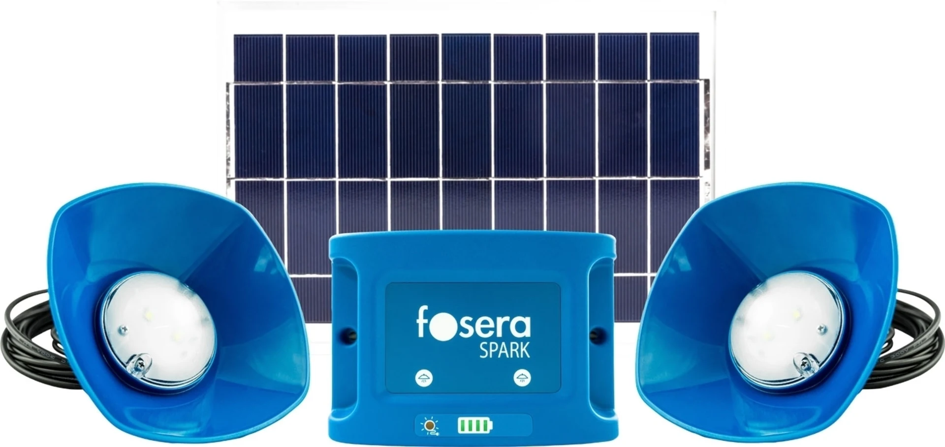 Kit d'installation solaire Fosera Spark 20 comprenant une batterie et 2 lampes encastrables