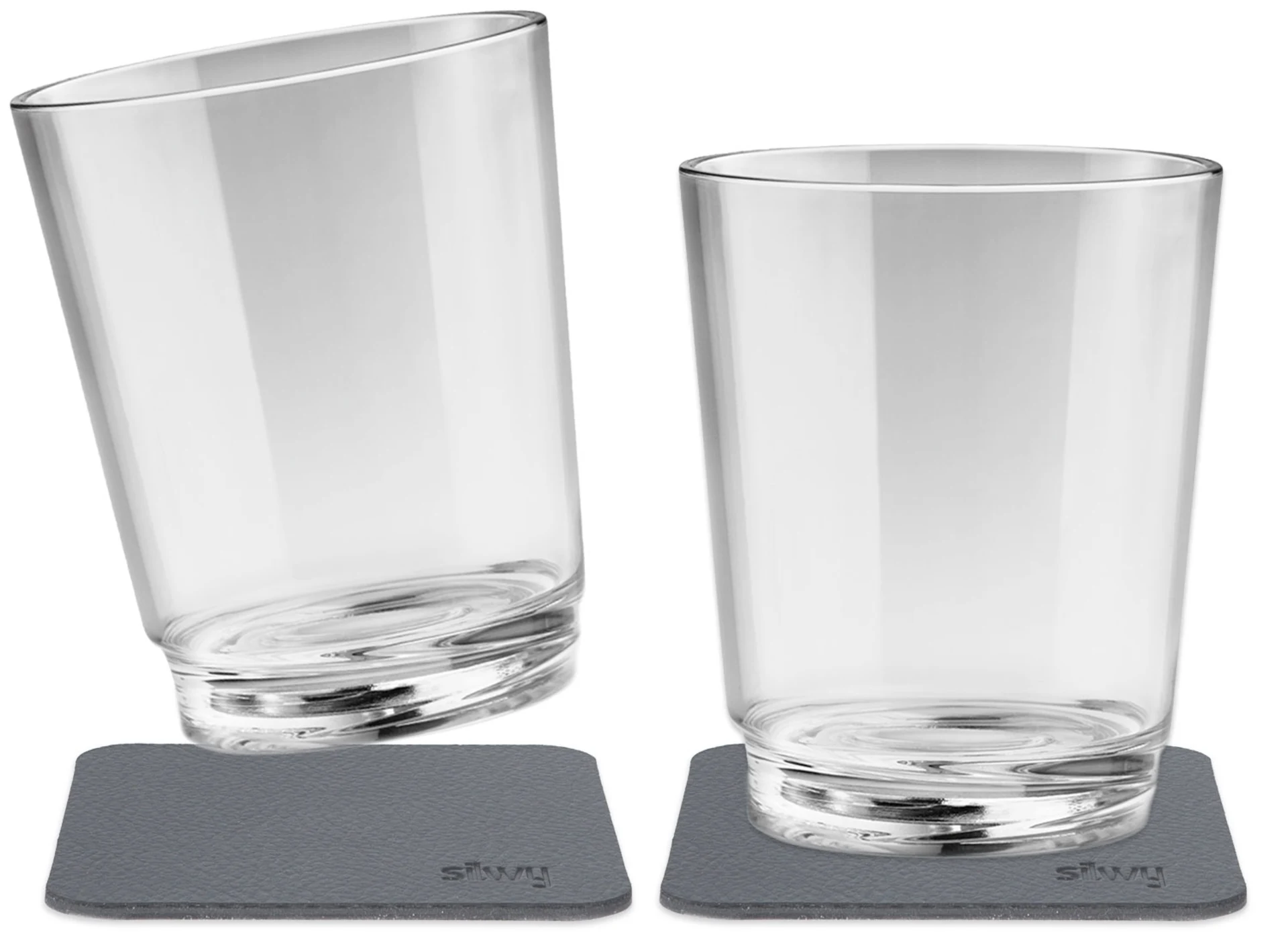 silwy® Tritan-Magnetgläser mit Untersetzer 2er Set (250 ml) Classic
