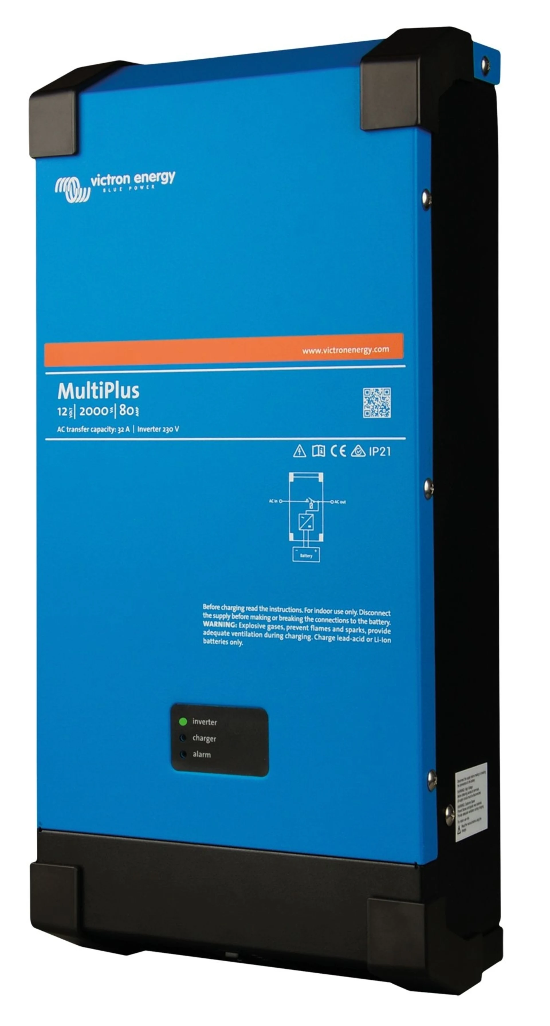 Victron - MultiPlus Wechselrichter/Ladegerät 12 V 1’600 W 506 x 236 x 147 mm, 12 V, 2’000 VA, 80 A Victron - MultiPlus Wechselrichter/Ladegerät 12 V 1’600 W 506 x 236 x 147 mm, 12 V, 2’000 VA, 80 A