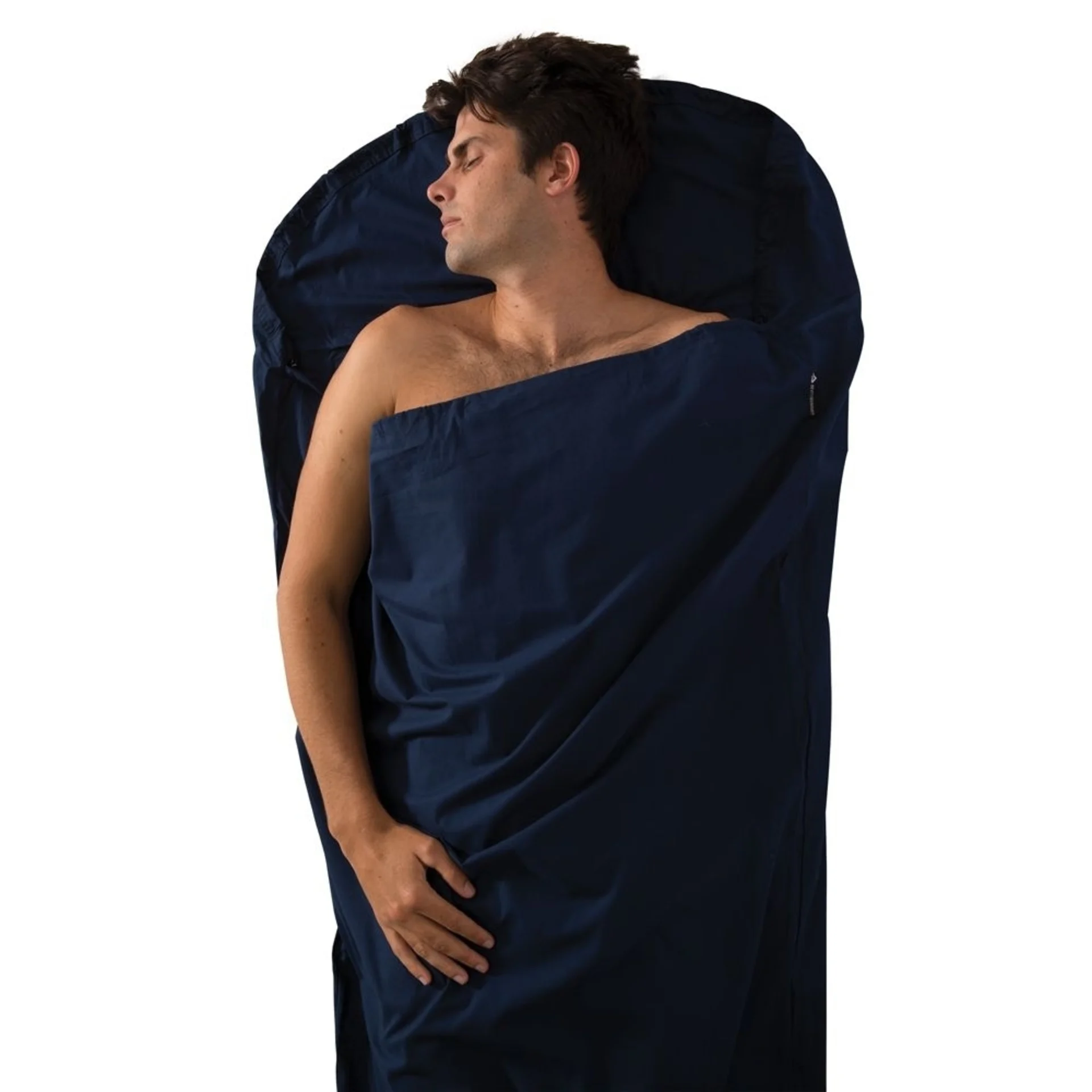 Sea to Summit Premium Cotton Travel Liner Mummy Sac de couchage de voyage avec compartiment pour oreiller et pied Inlett Bleu marine