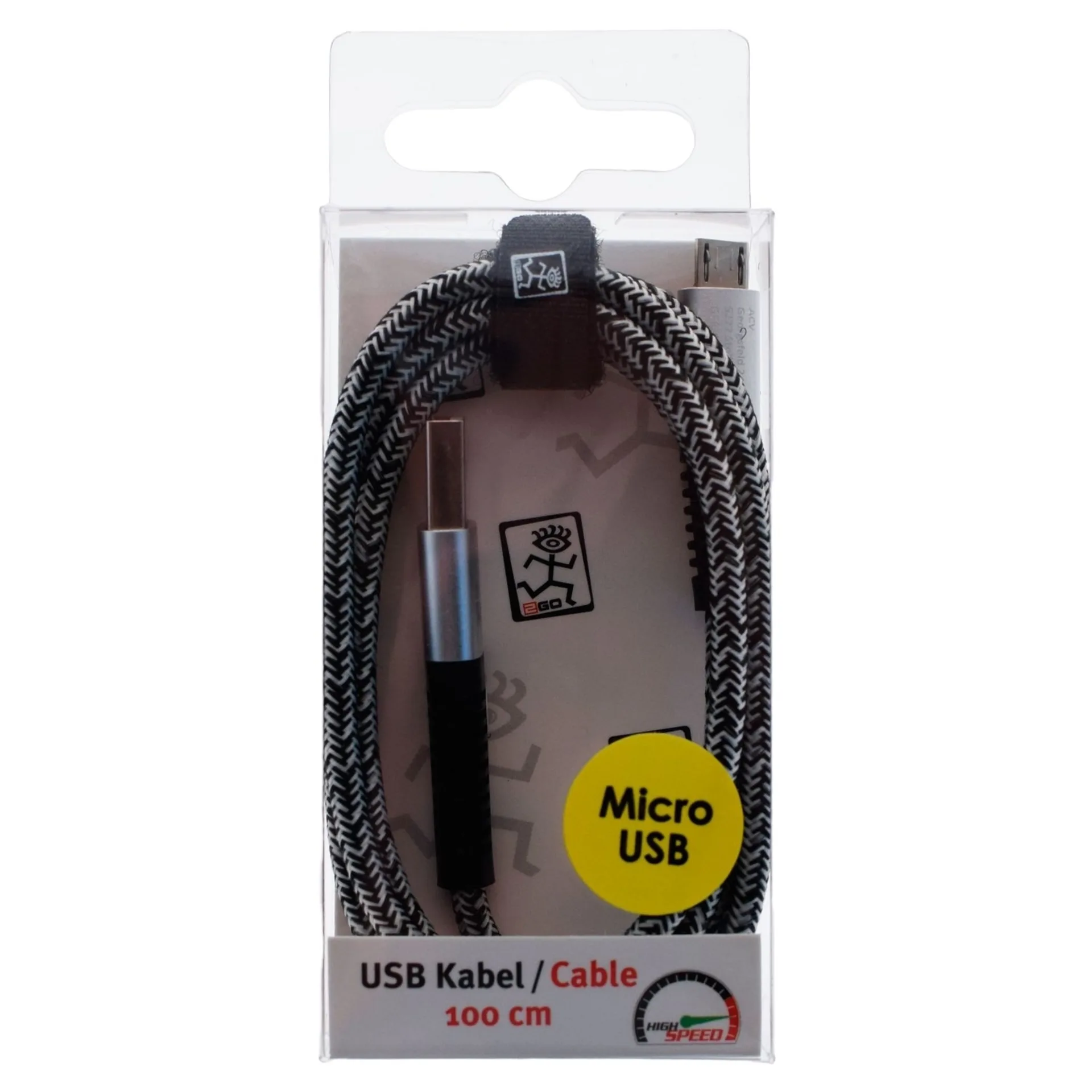 2Go USB Datenkabel Micro USB 1 Meter silber