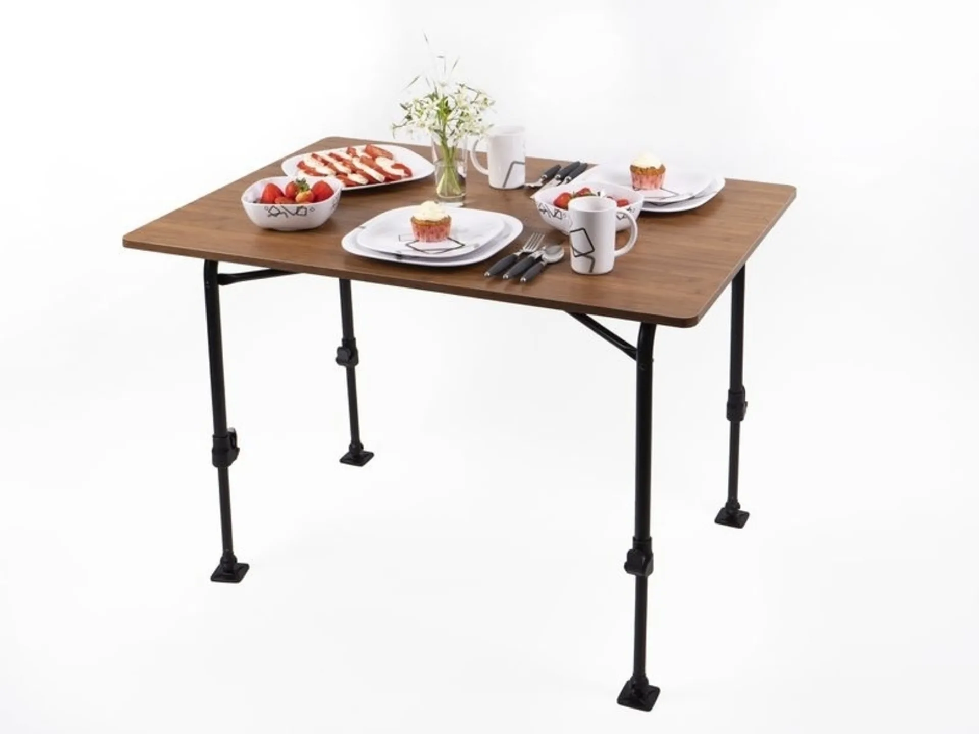 Leichtgewichtiger Campingtisch mit Bambus-Dekor, 80x60cm