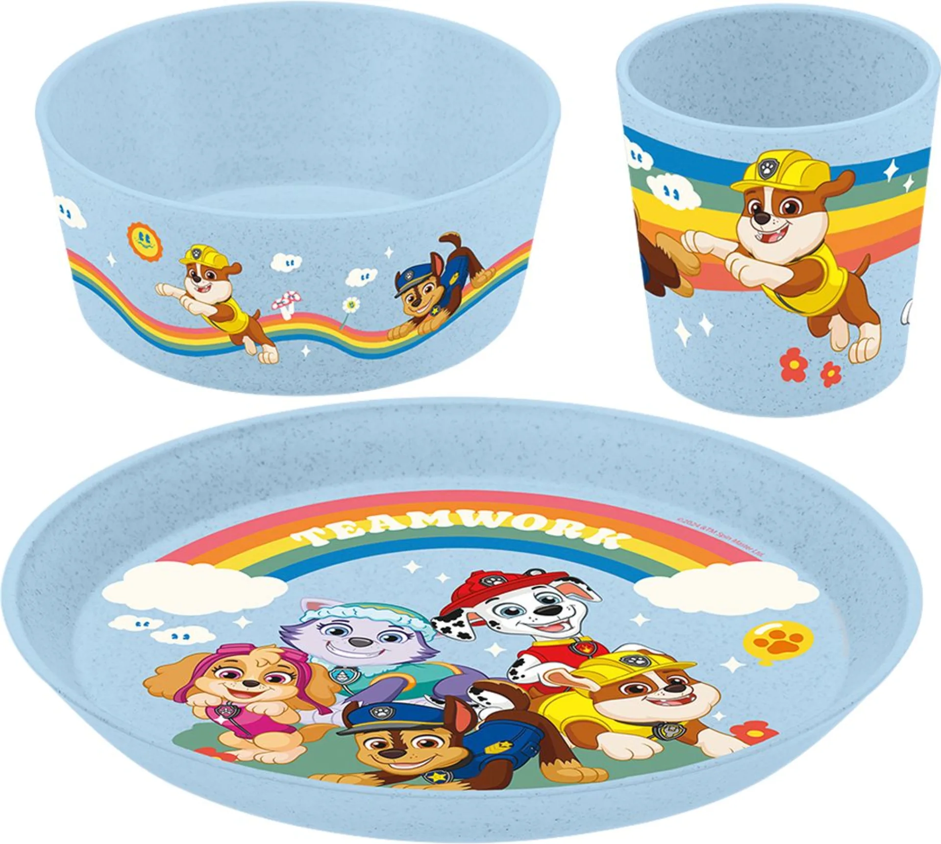 Set de vaisselle Koziol Connect Paw Patrol, 3 pièces, bleu ciel bio