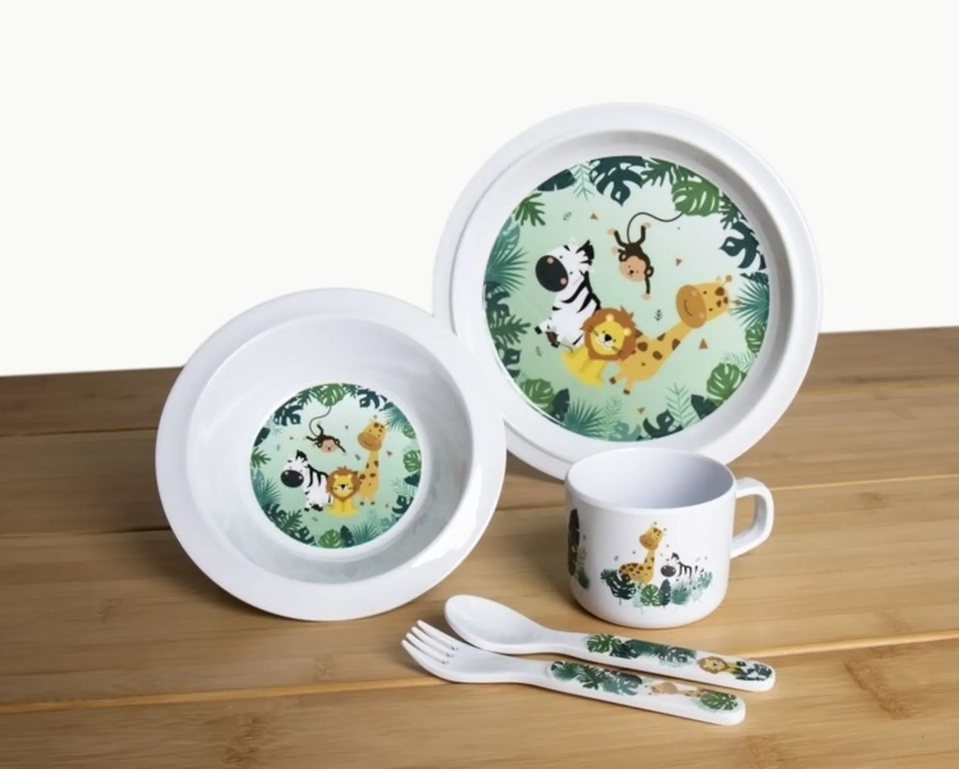 Set de vaisselle pour enfants SAFARI - Set de vaisselle en mélamine 5 pièces pour enfants