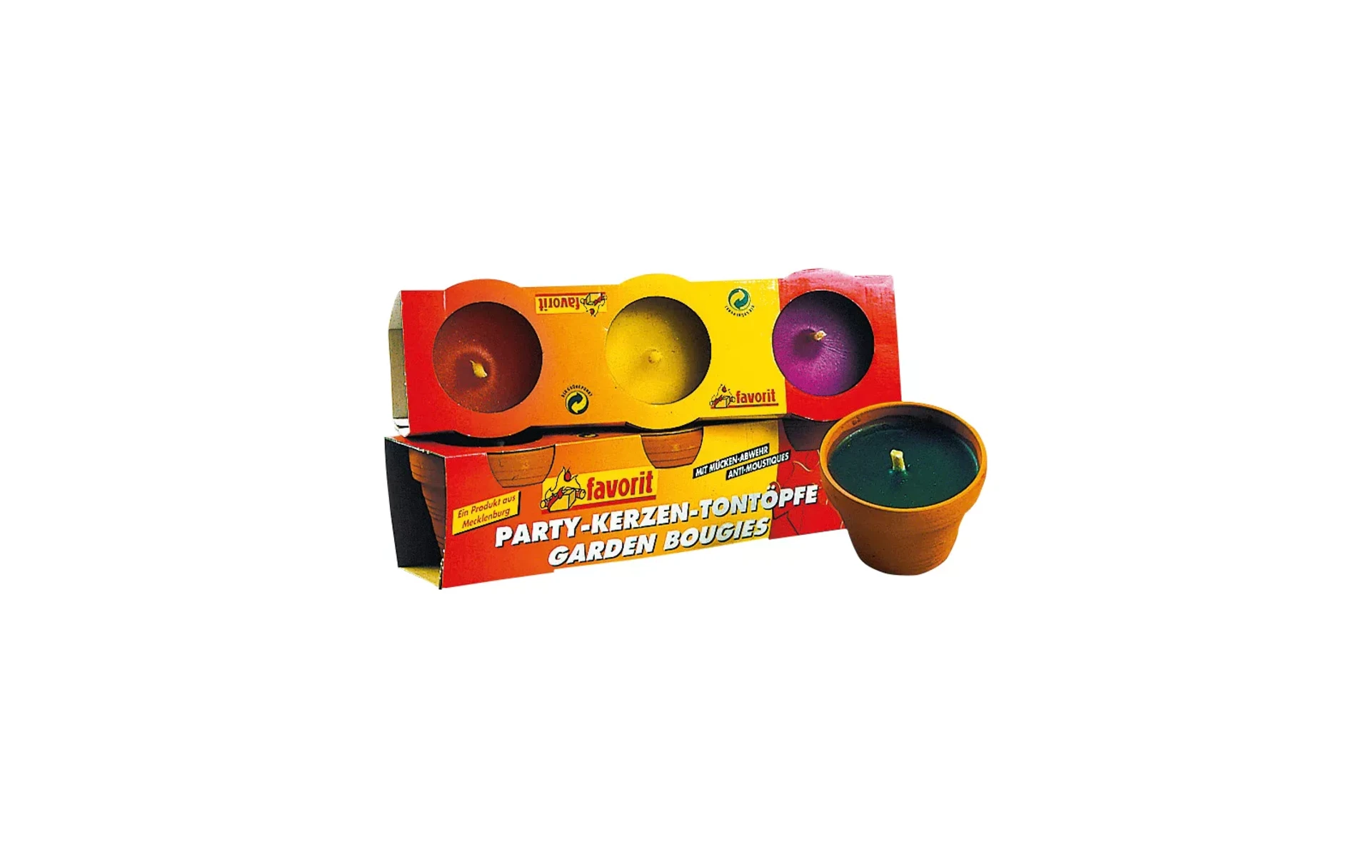 TGO Bougies de fête dans un pot en terre cuite avec répulsif à moustiques pack de 3