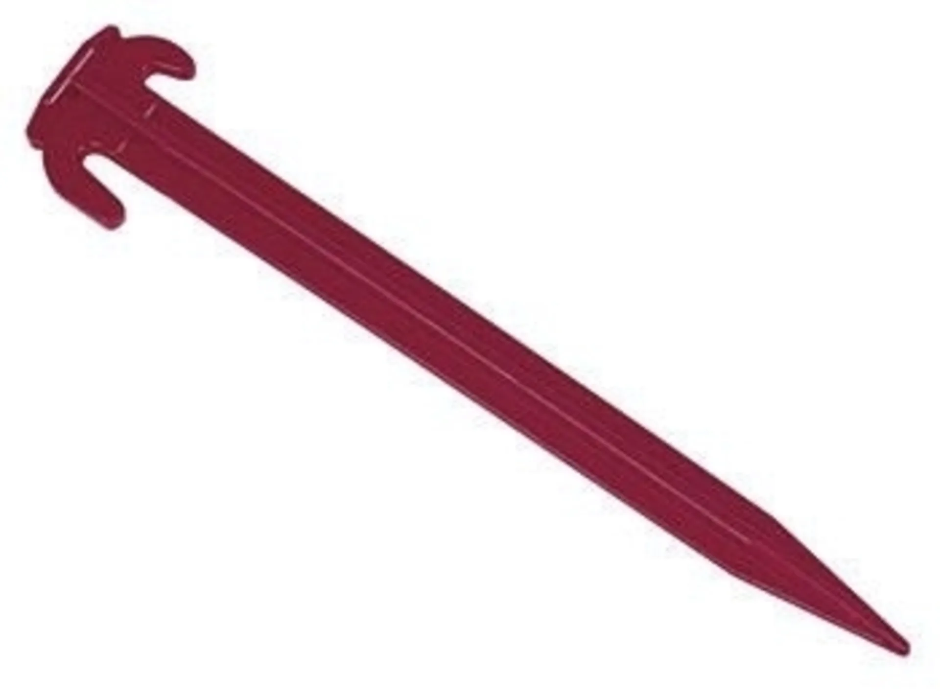 5er Set rote Kunststoff Zeltheringe, 30cm lang - für weiche Böden