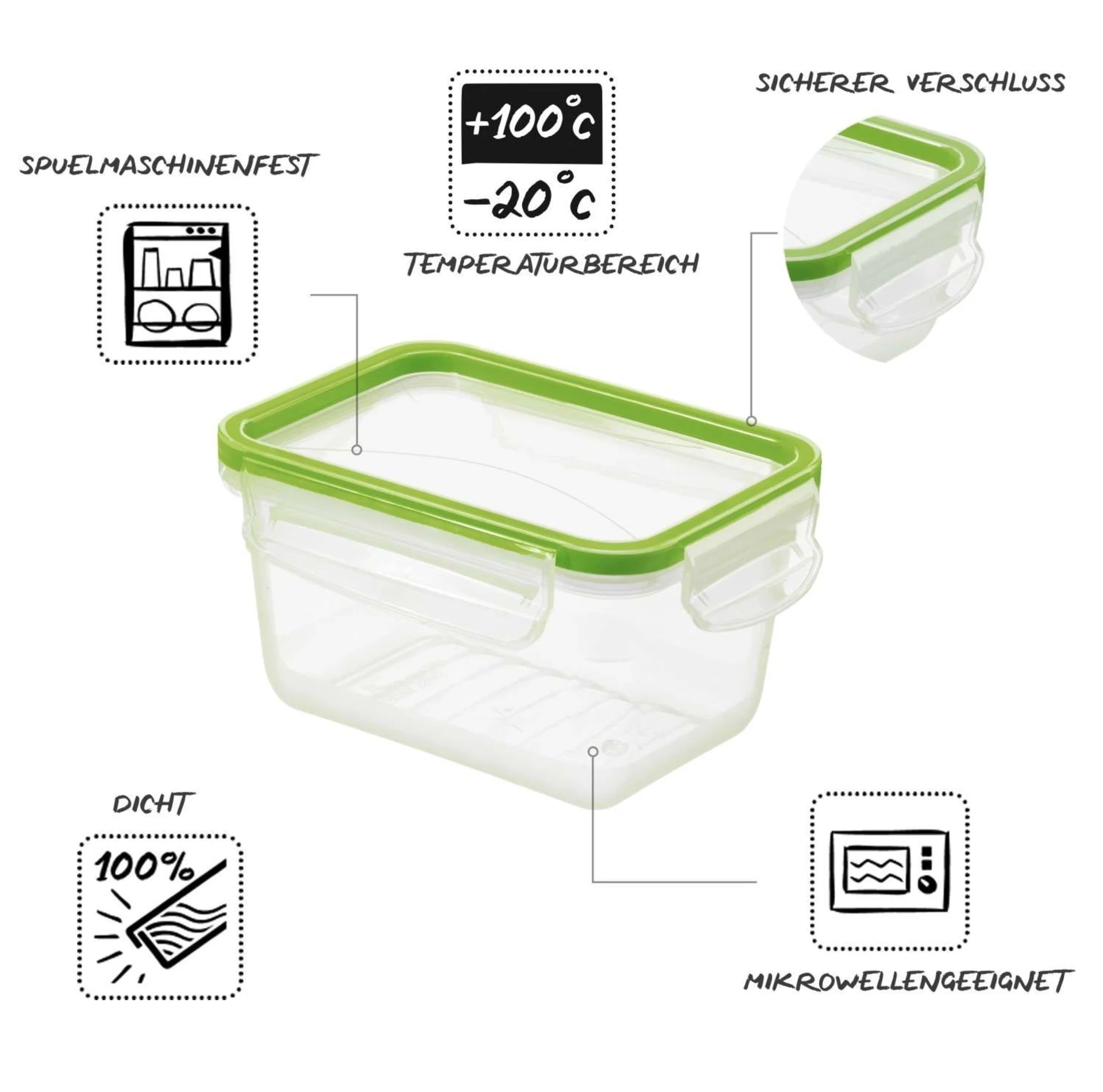 Rotho clic and lock Kühlschrankdose hoch 0,75 Liter limettengrün