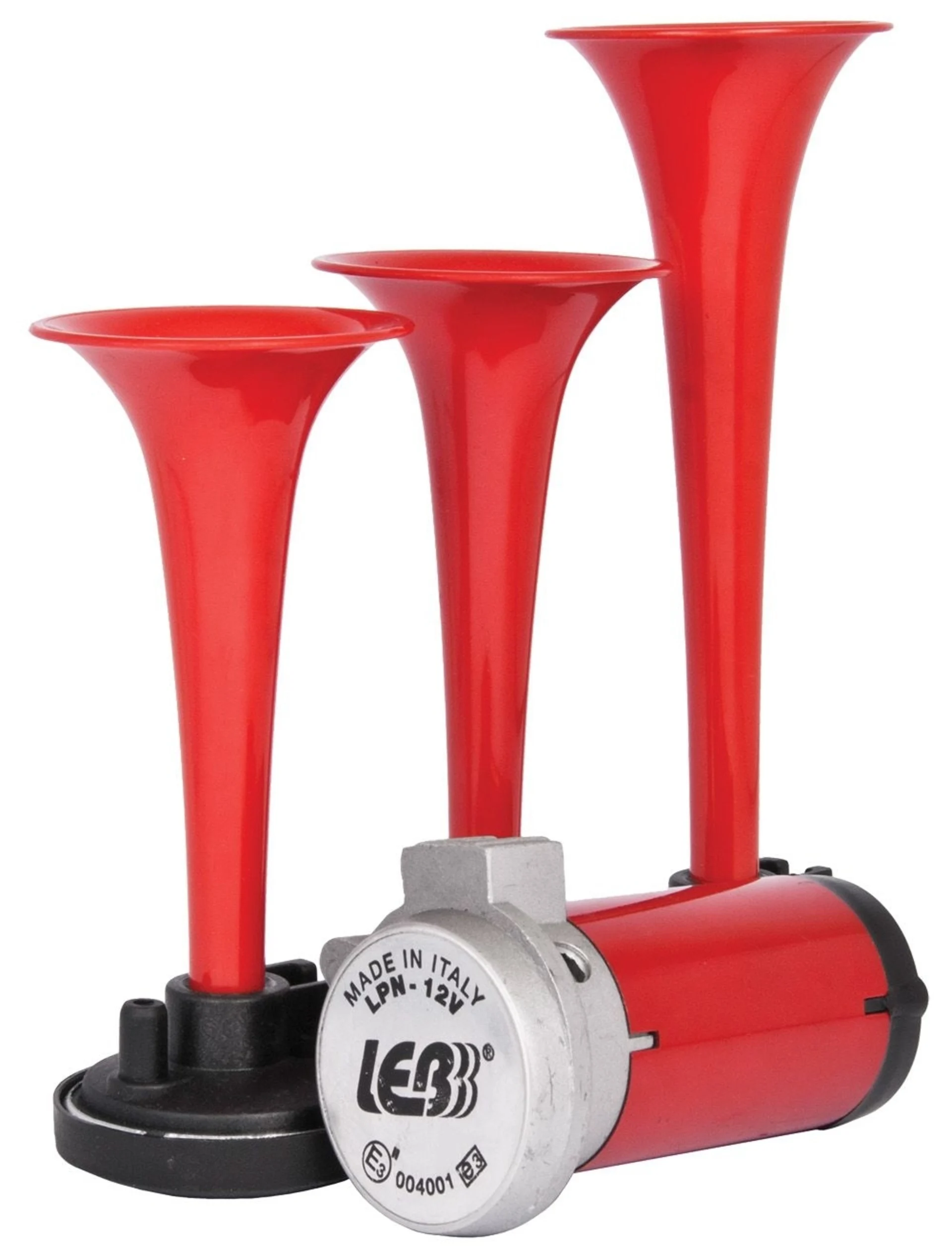 Kompressorfanfaren rot 3-Klang 12V 12V - mit Relais und Kompressor Kompressorfanfaren rot 3-Klang 12V 12V - mit Relais und Kompressor