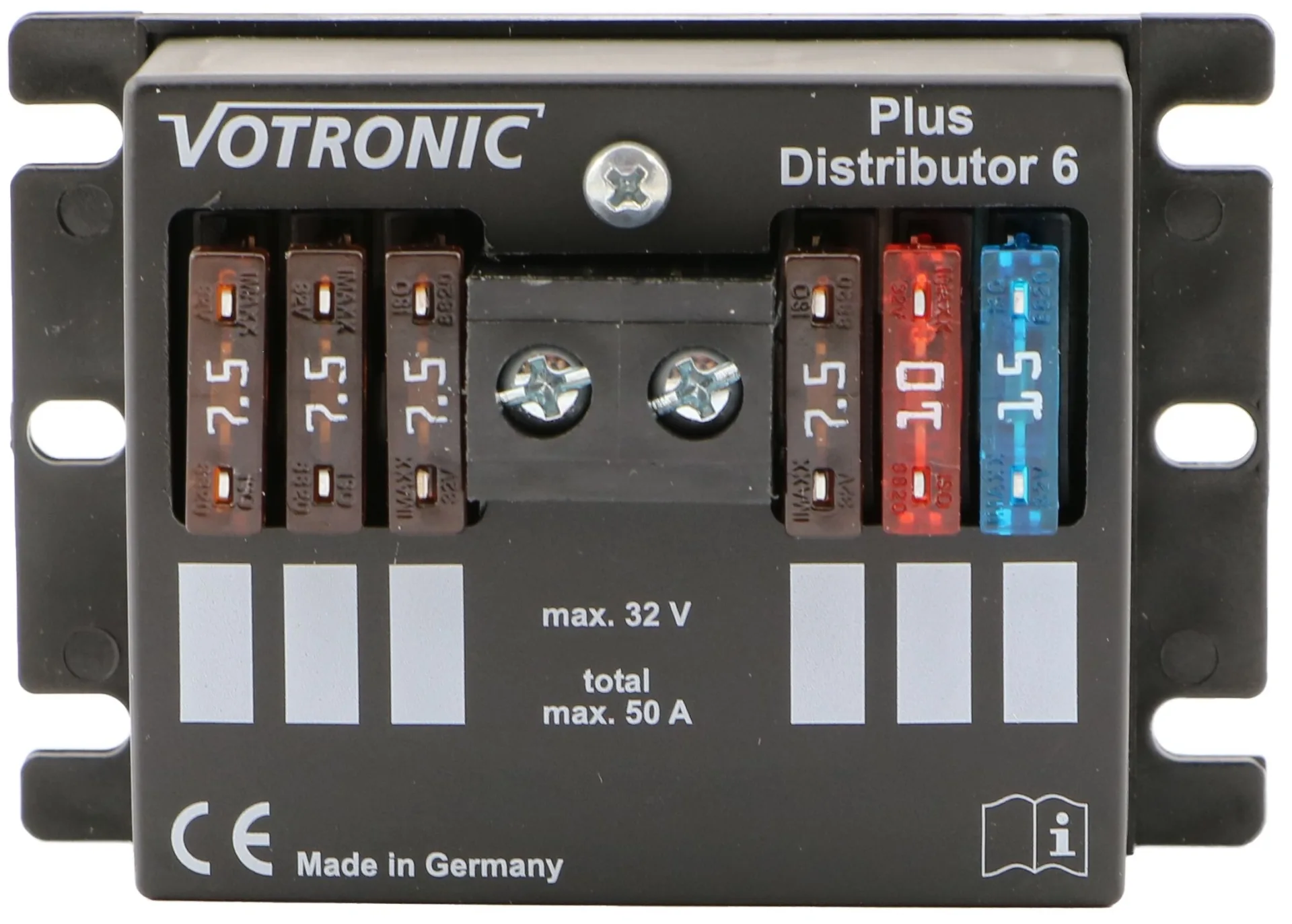 Carbest Plusdistributor 6 mit Deckel und Sicherungsmodul für 6 Stromkreise