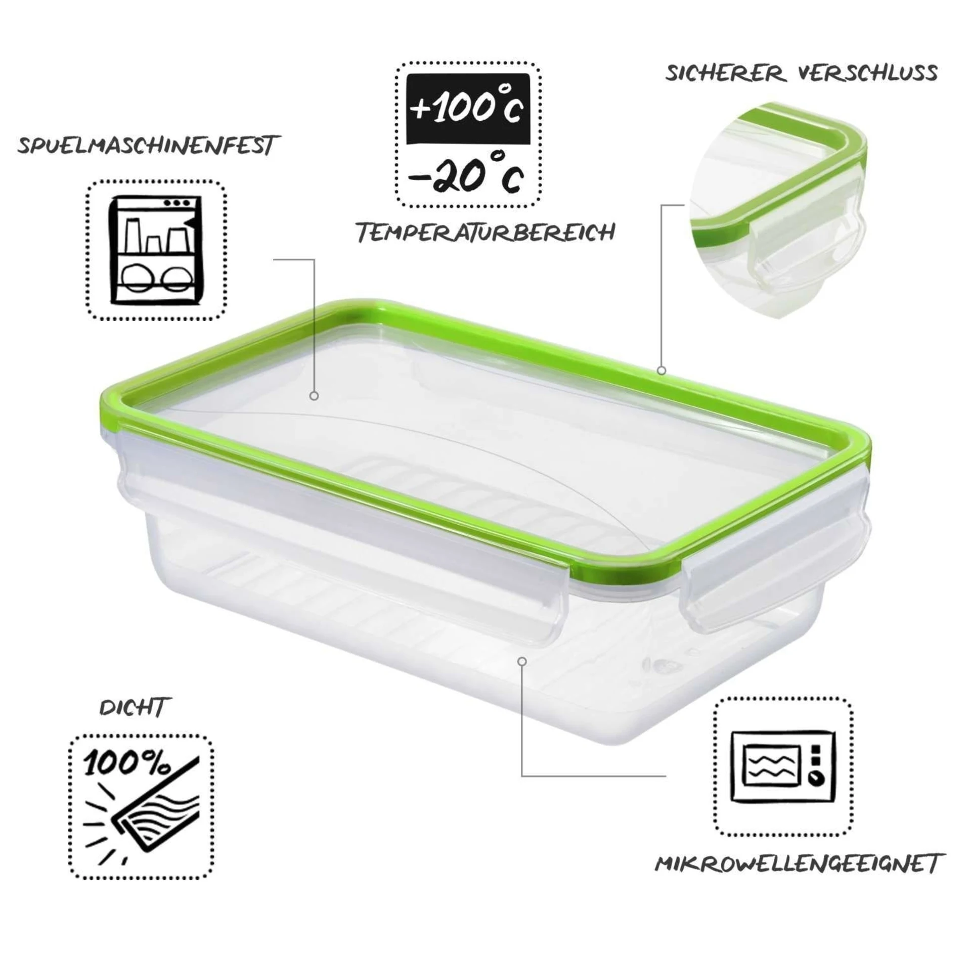 Rotho clic and lock Kühlschrankdose hoch 1,5 Liter limettengrün