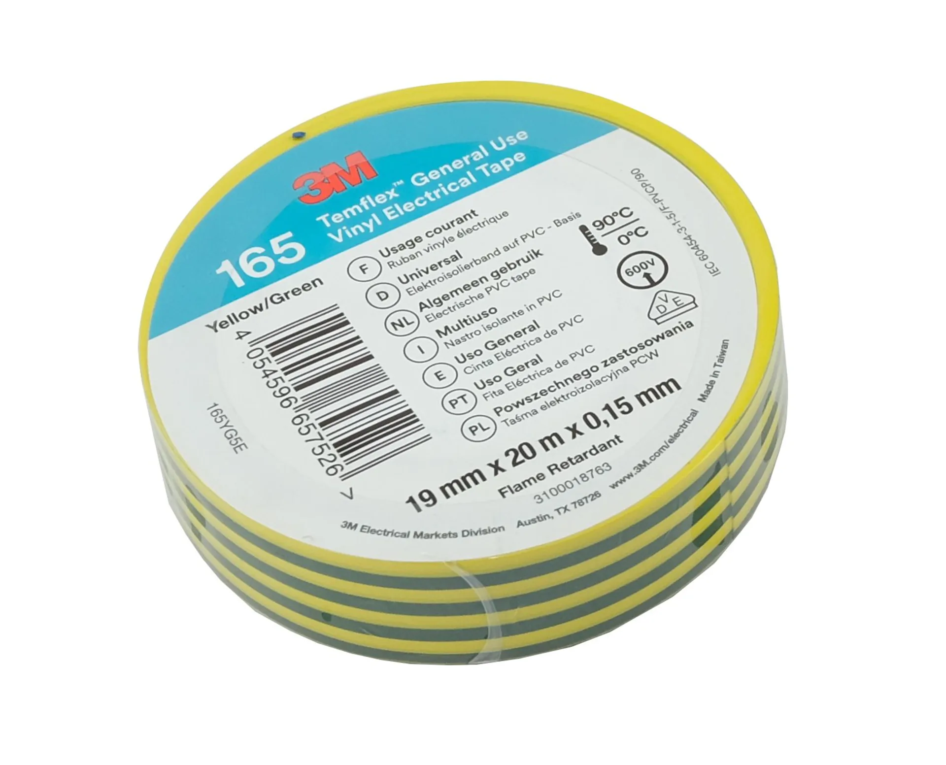 1 Rolle 3M Isolierband 20 m x 19 mm grün / gelb 19 mm x 20 m, PVC von 3M 1 Rolle 3M Isolierband 20 m x 19 mm grün / gelb 19 mm x 20 m, PVC von 3M