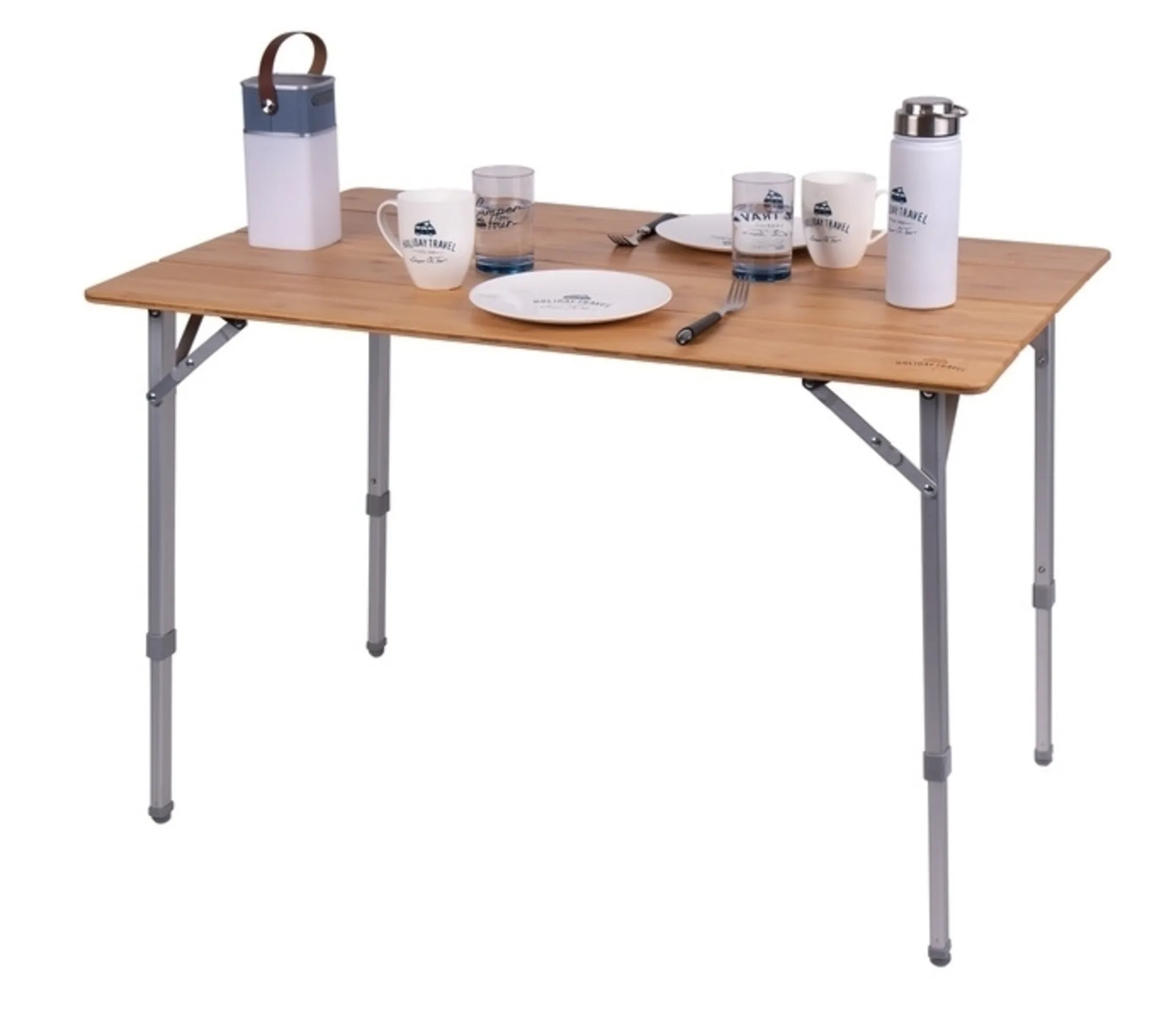 Camping-Tisch mit Bambusplatte - 100 x 65 x 42/65 cm Camping-Tisch mit Bambusplatte - 100 x 65 x 42/65 cm