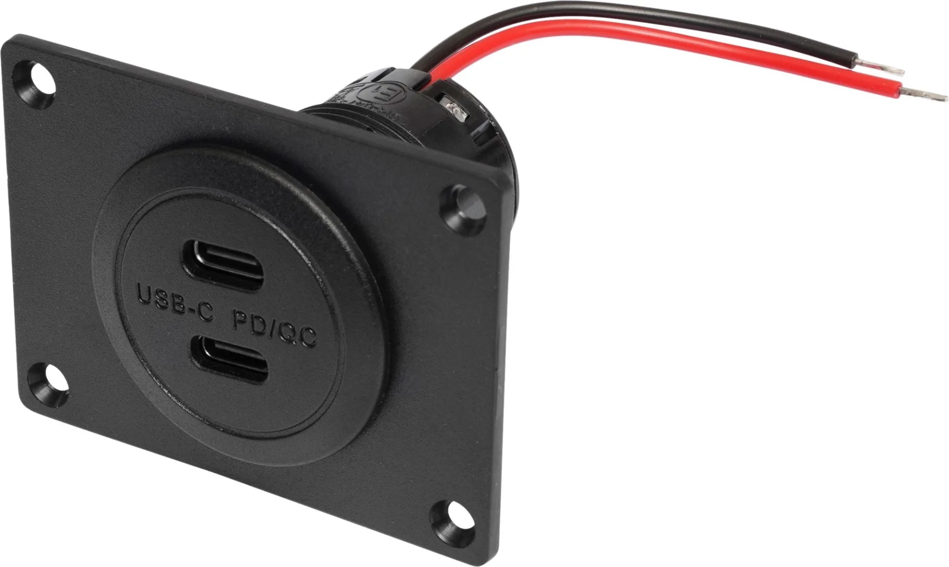 Prise double USB-C ProCar Power avec Power Delivery et Quick Charge, plaque de montage incluse Prise double USB-C ProCar Power avec Power Delivery et Quick Charge, plaque de montage incluse