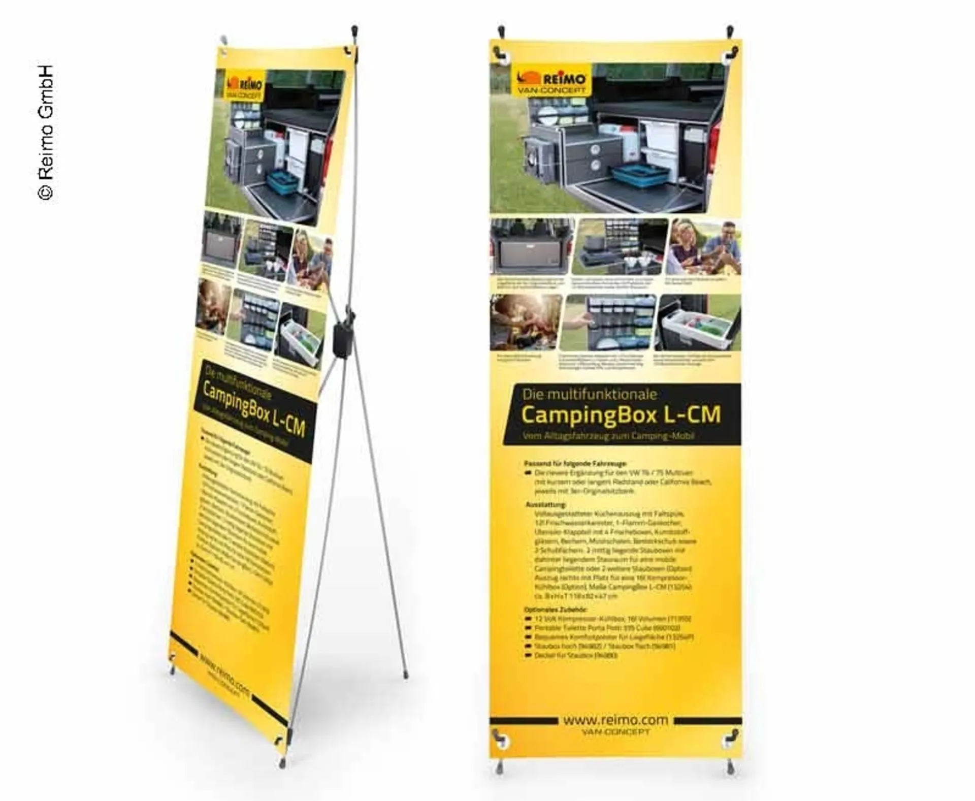 X-Banner avec motif Reimo Campingbox L-CM - Allemand - Taille 60x180cm