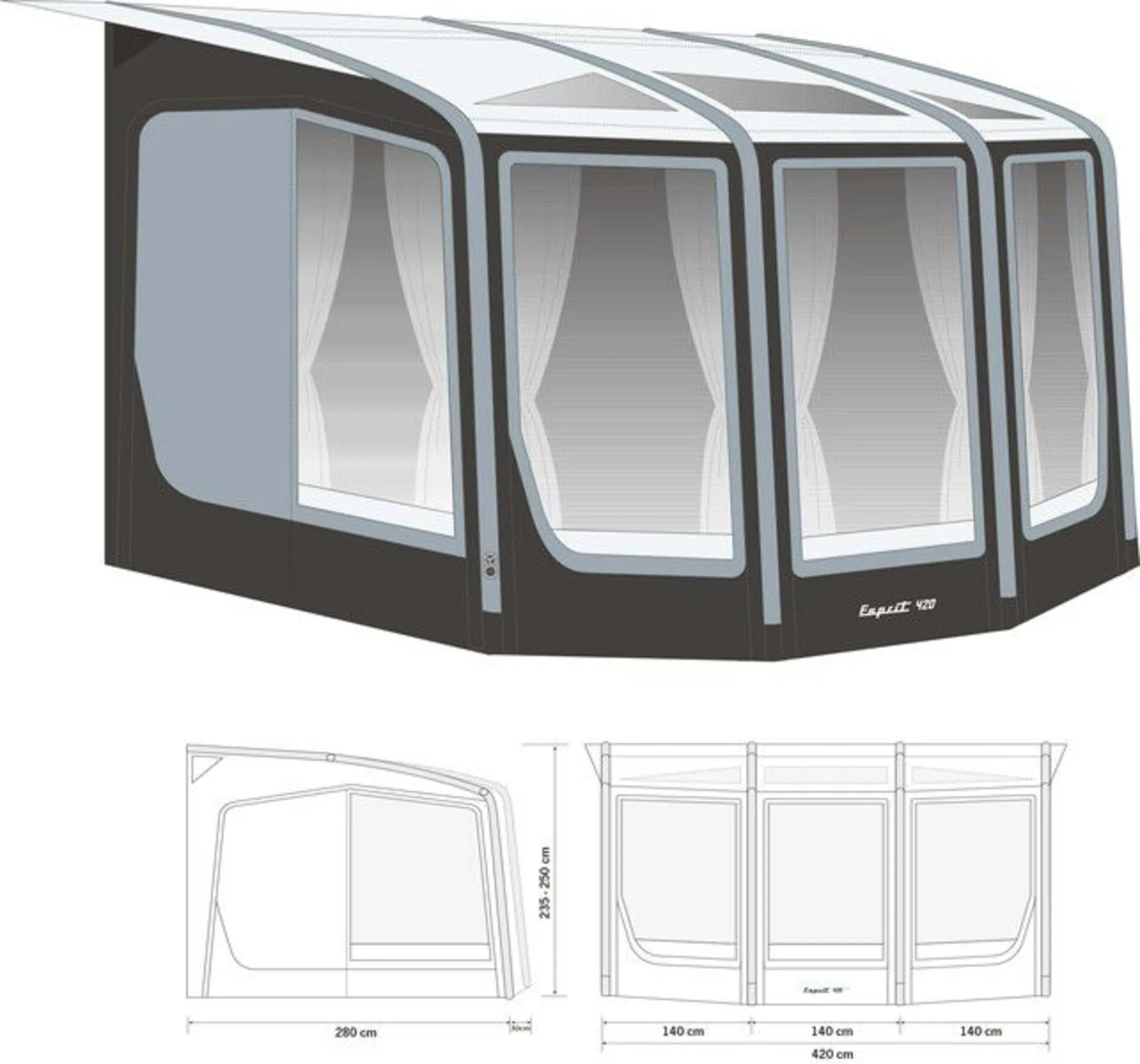 Auvent de caravane Premium Esprit 420 Pro RVS avec système Vario de Outdoor Revolution
