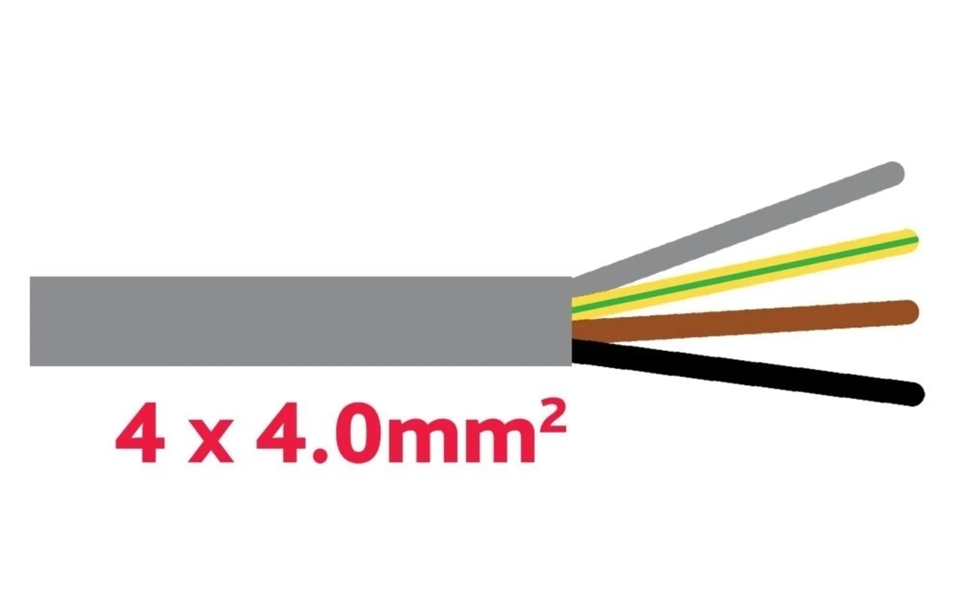 Steuerkabel 4 x 4.0 mm2 Kabelfarben: braun, schwarz, grau, gelb-grün
