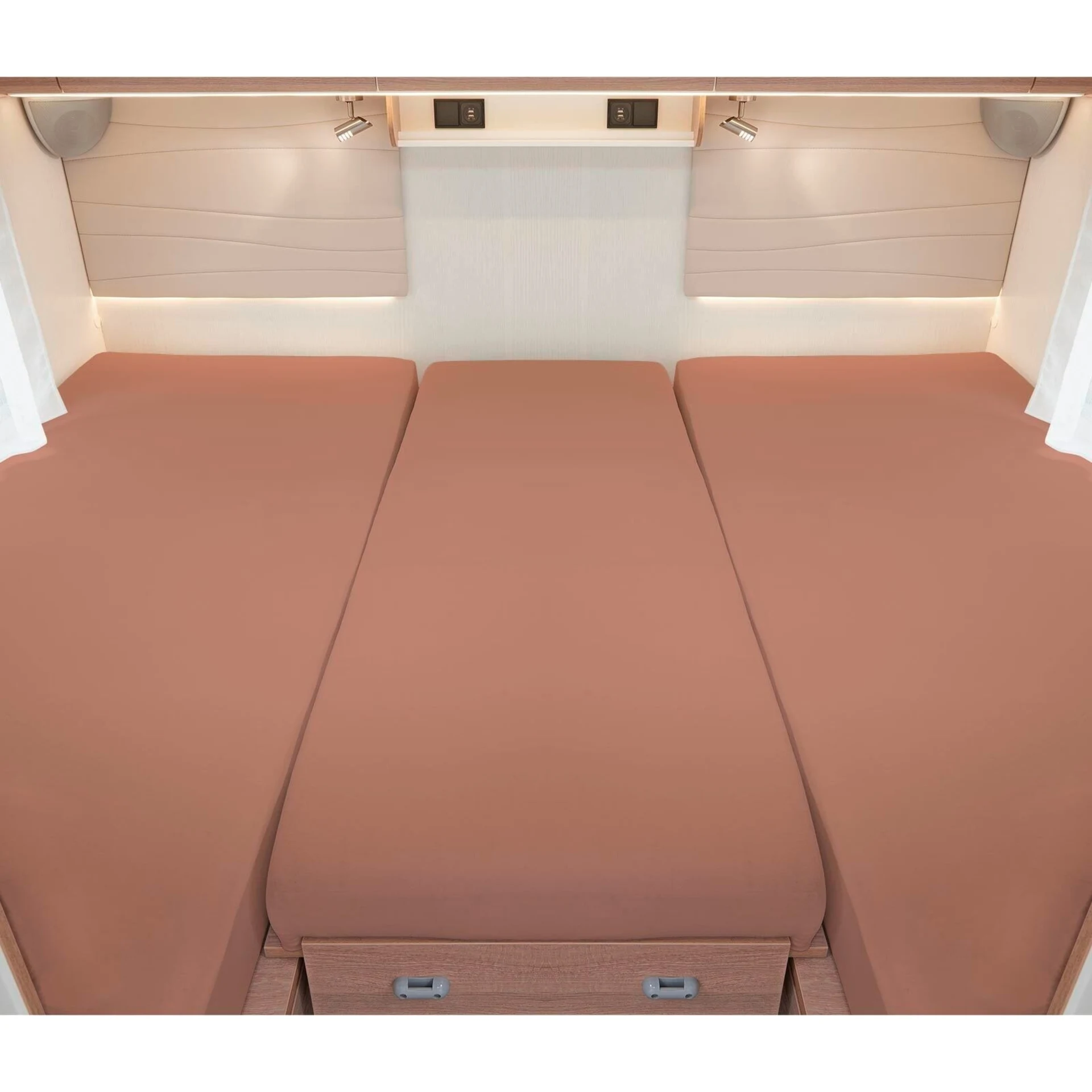 Ensemble de draps-housses 3 pièces pour lits arrière, couleur cappuccino