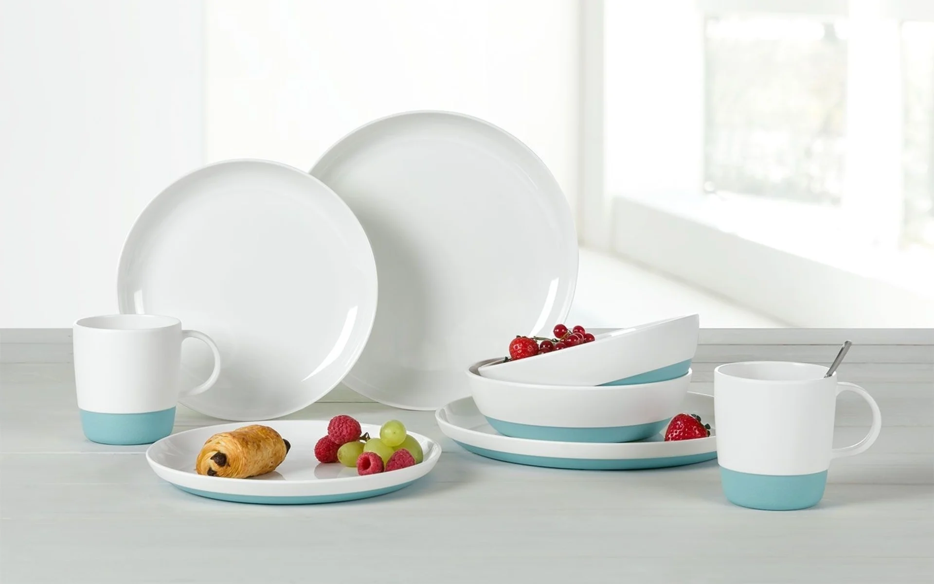 Berger Stone Melamin Geschirr-Set 8 teilig blau