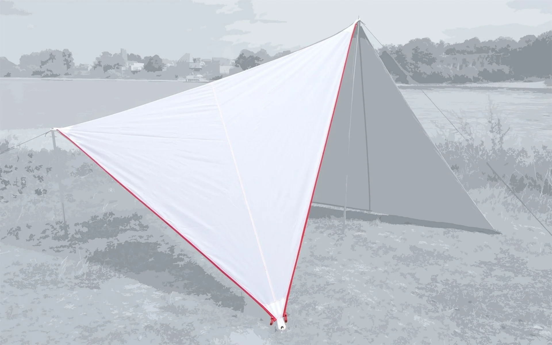 Bent Canvas Plain Single Tarp white / zipper red