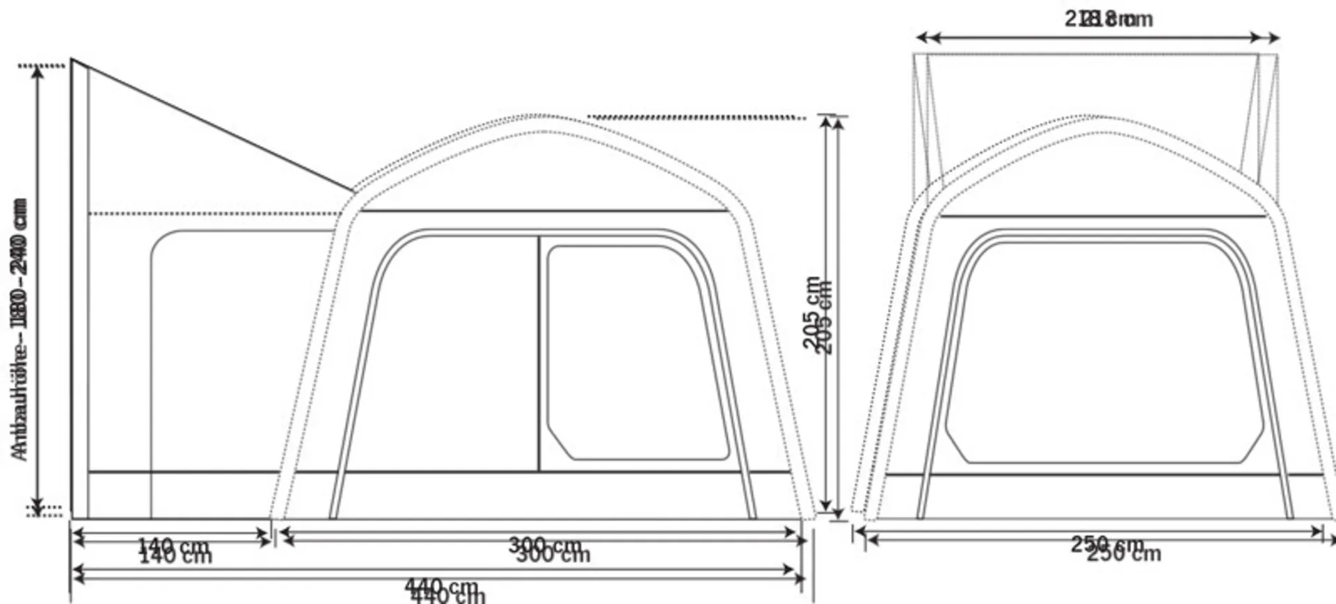 Outdoor Revolution Movelite Tail Busheckzelt - B250xT400 / H180-240cm Outdoor Revolution Movelite Tail Busheckzelt - B250xT400 / H180-240cm