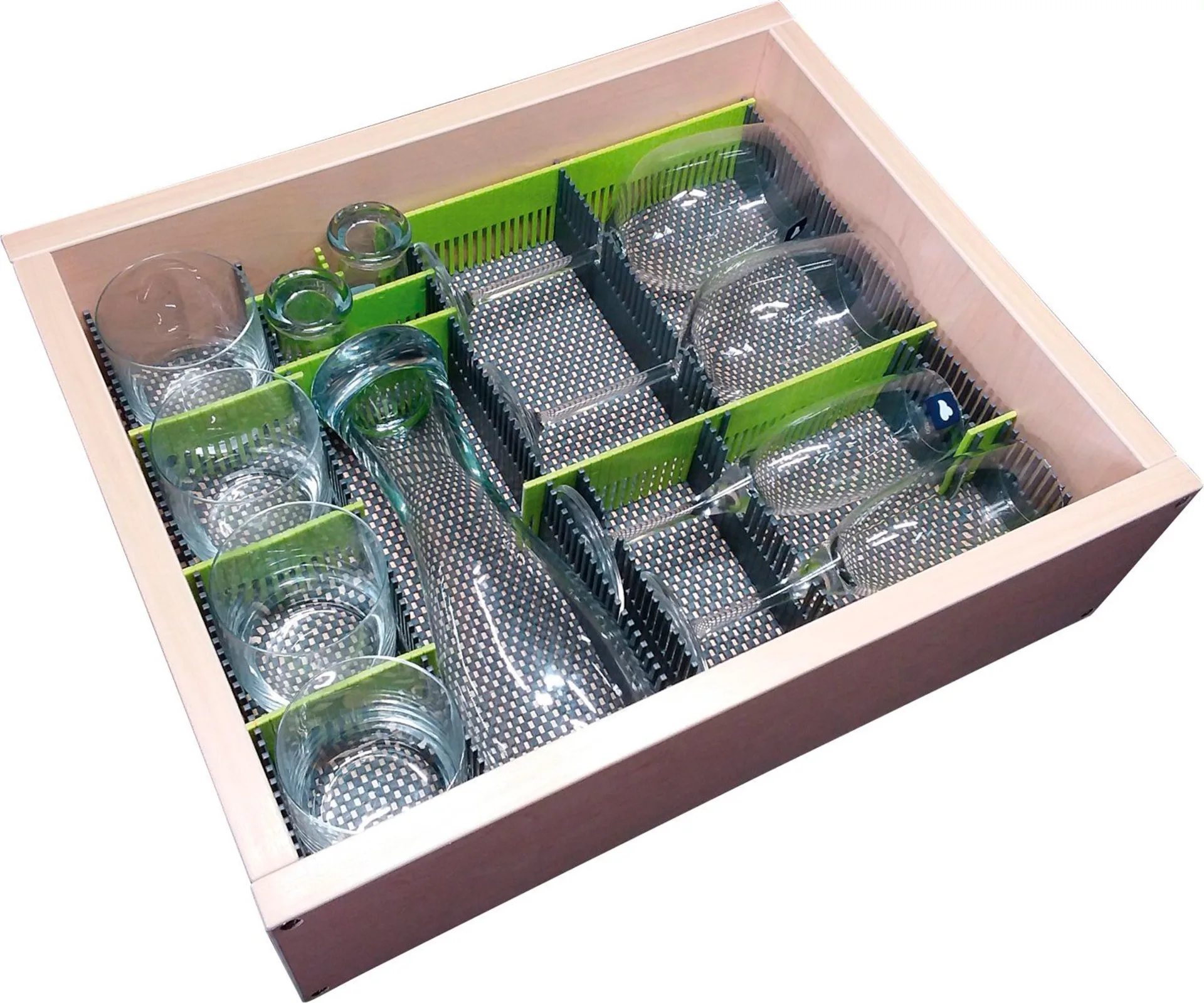 Purvario Pure Light Edition Stauleisten Set für Schubladen 8 Stück anthrazit / lime