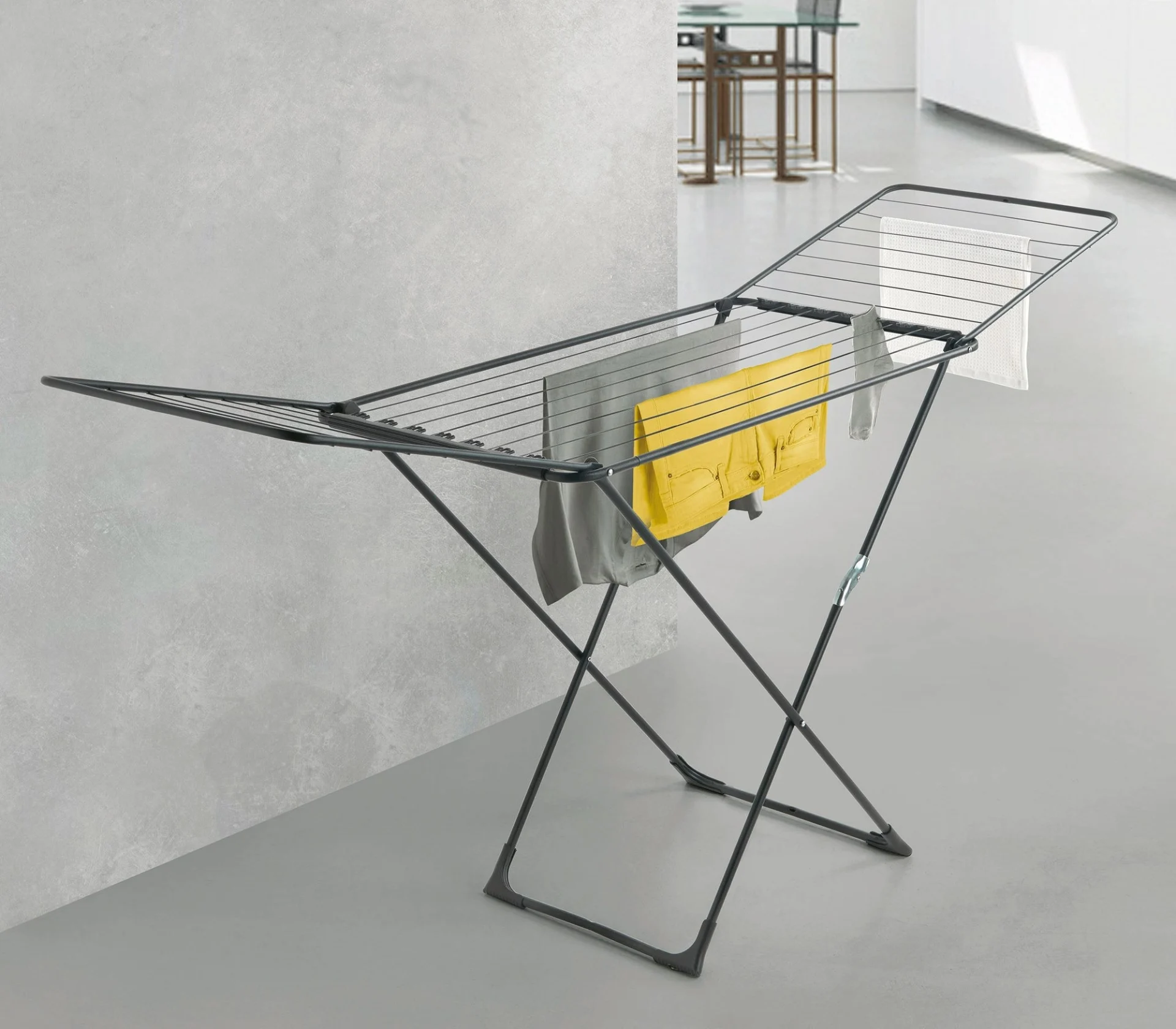 Metaltex Huracan Onyx Séchoir à linge à ailes pliable noir mat
