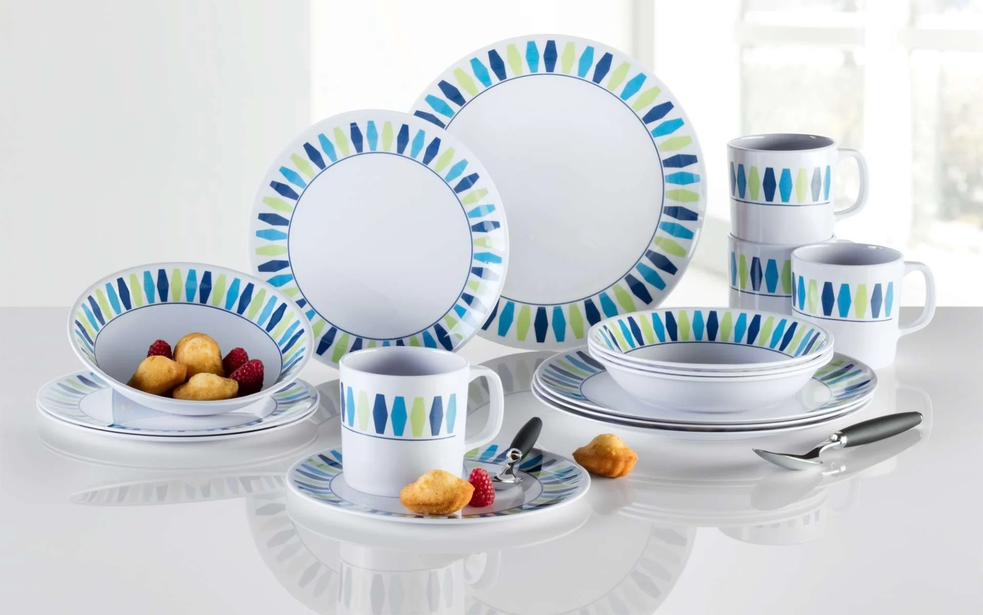 Berger Aqua Melamin Geschirr-Set 16 teilig