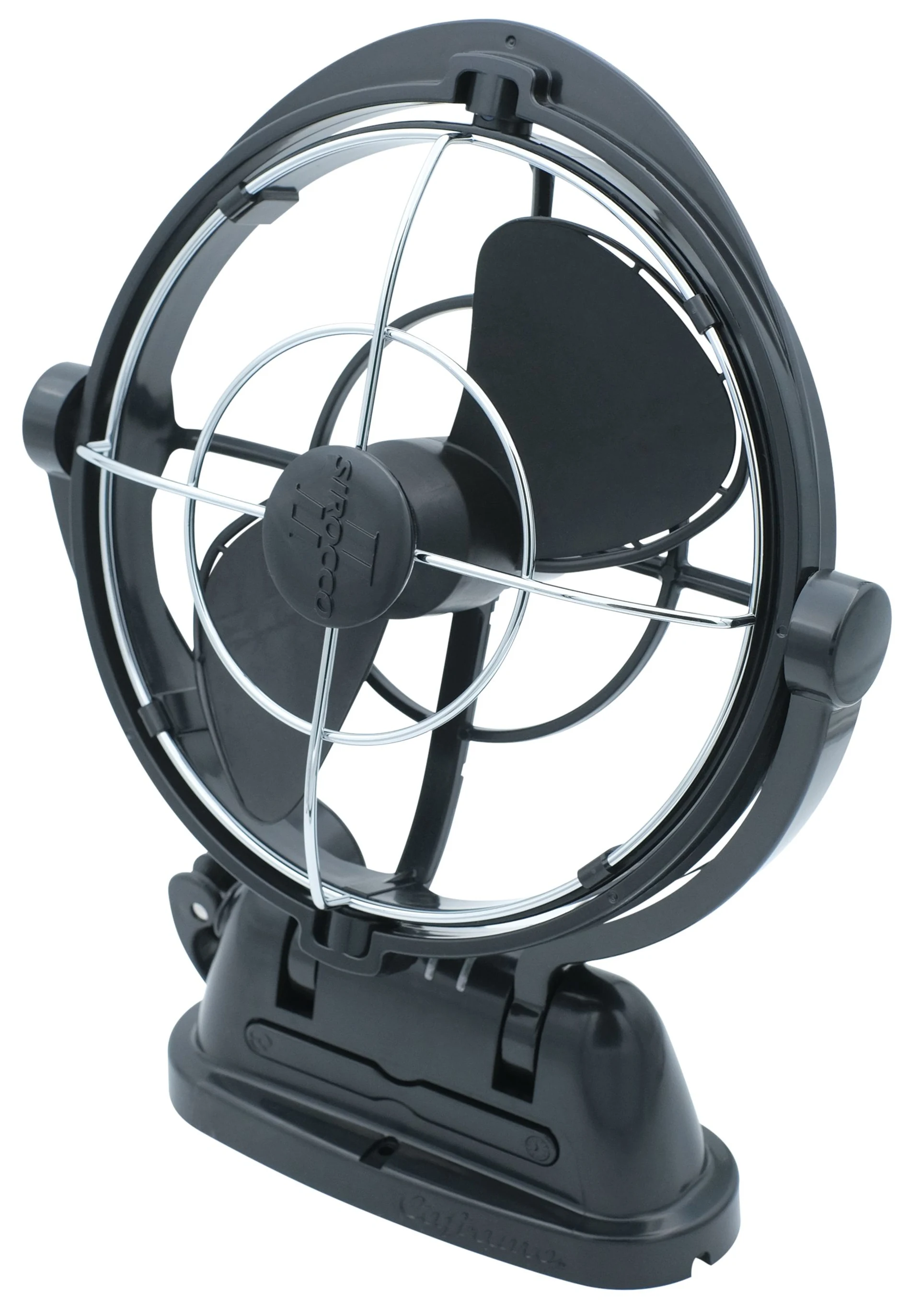 Seekr - Sirocco II 12/24 V Ventilator 360° schwarz, 3 Stufen, Abschaltzeituhr, Finger safe ø 178 mm Höhe: 273 mm Tiefe: 350 mm, 4.2 W (12 V)