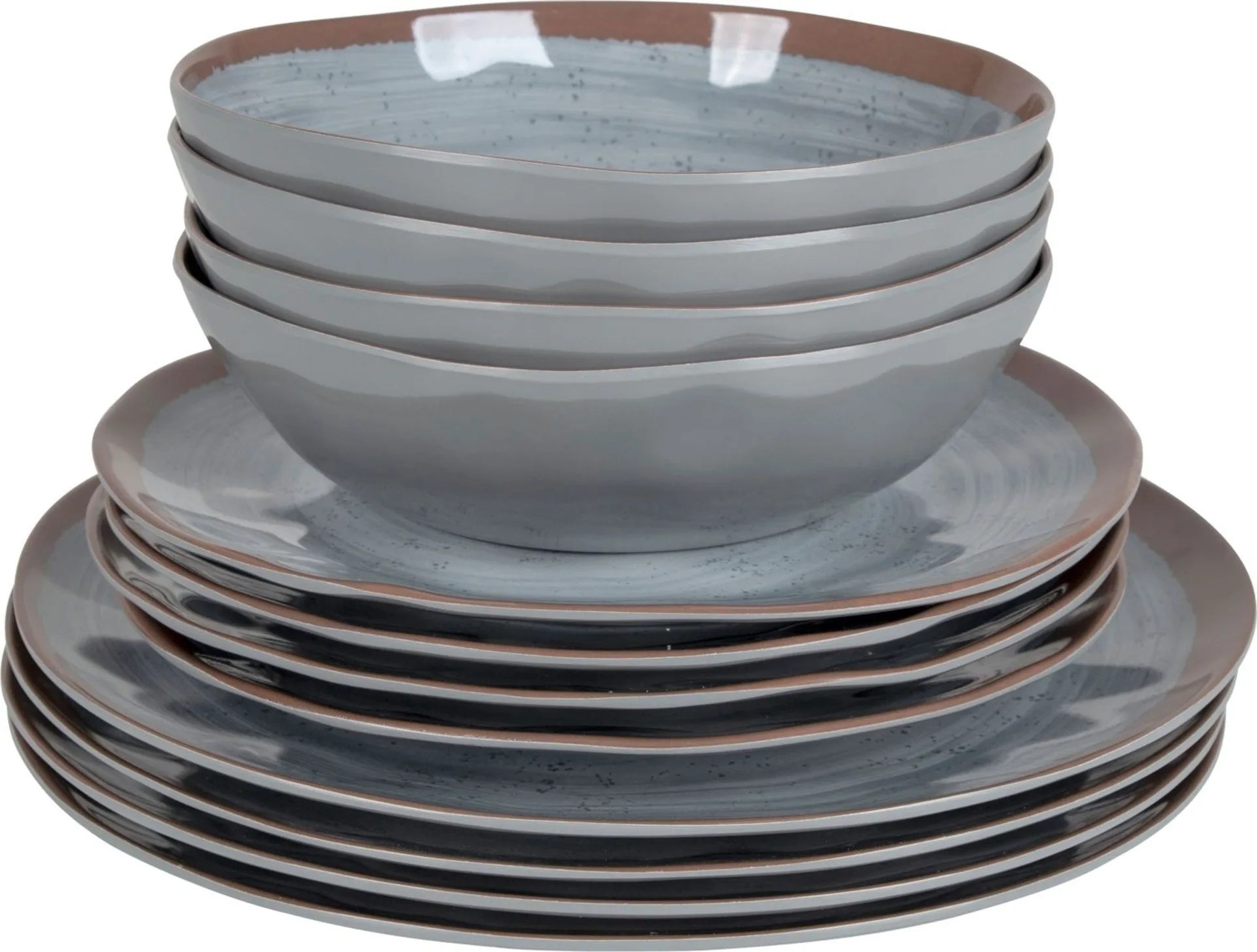 Bo-Camp Halo Geschirr-Set Melamin 12-tlg. Grau / Braun