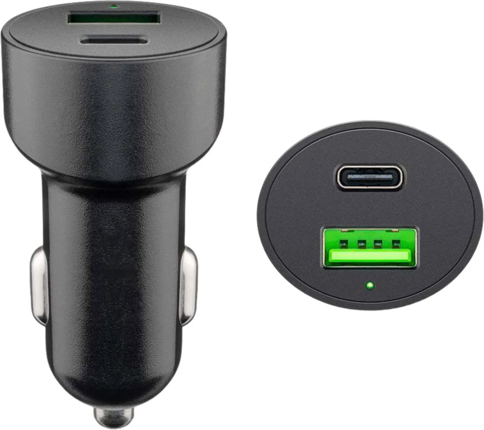 Goobay KFZ USB 2 Port 48W USB-C PD + QC3.0 sw PL Dual-USB Auto Schnellladegerät USB-C