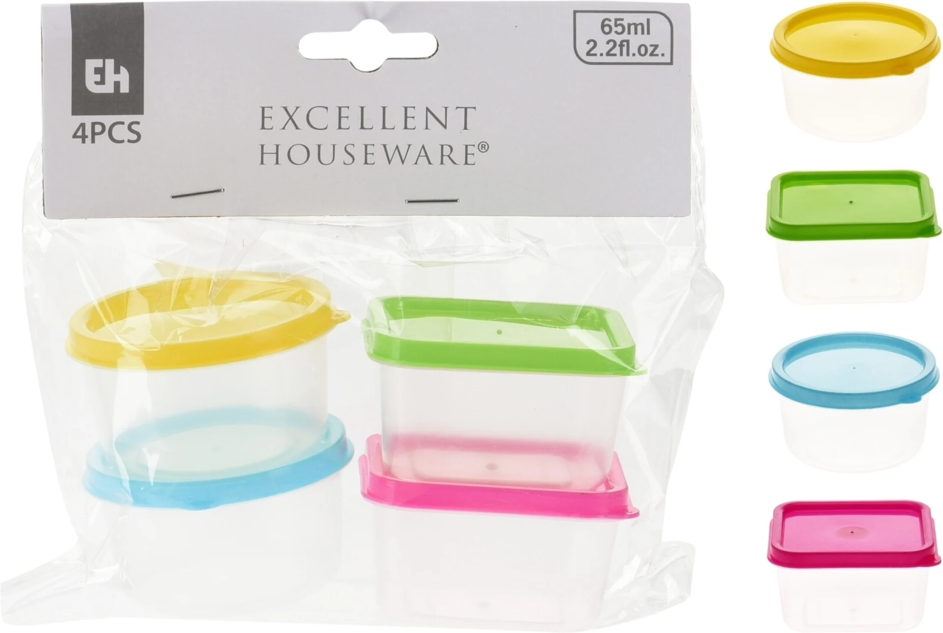 Vorratsbehälter Set 4 Stück 65 ml - 4 Farben