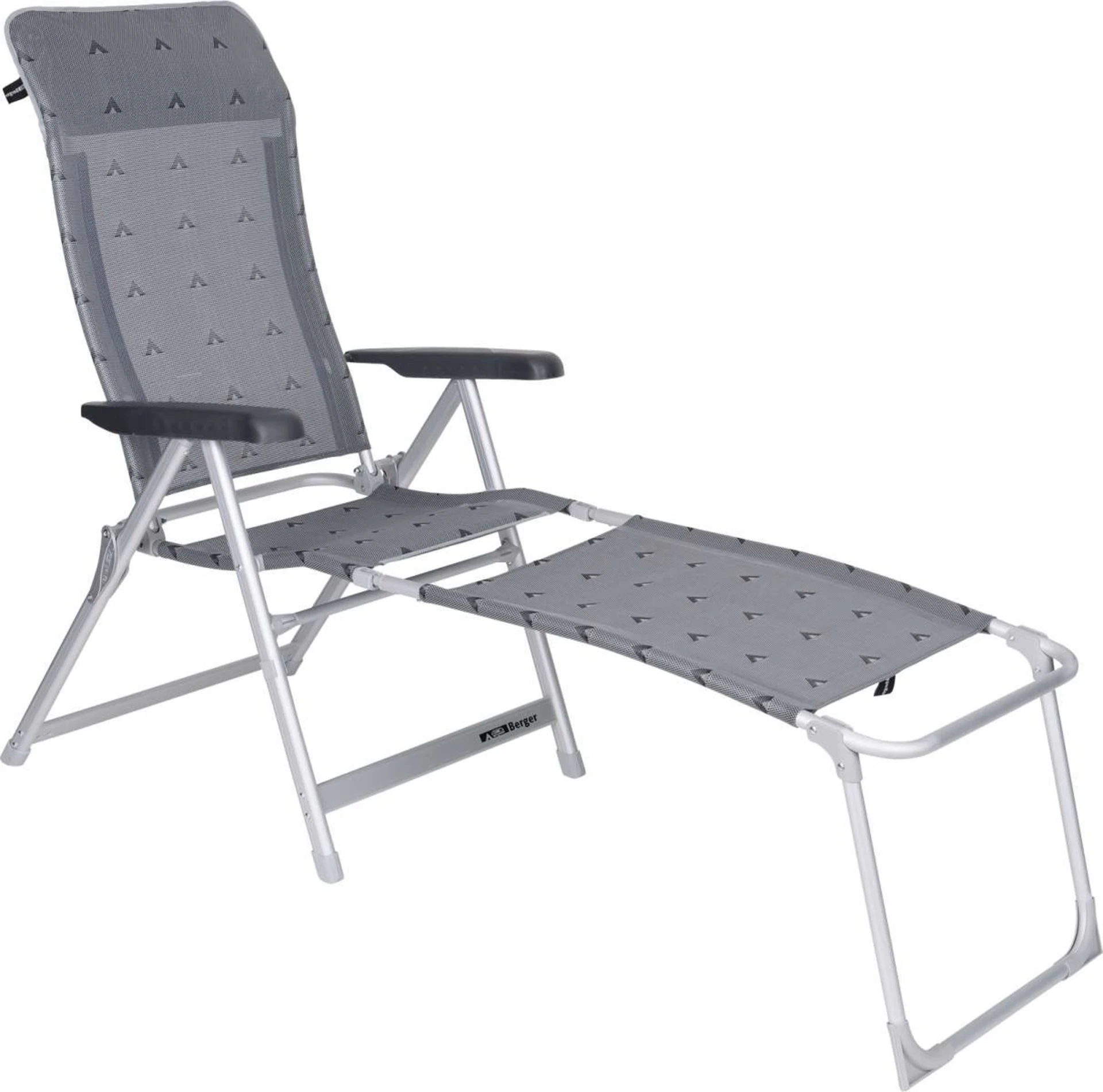 Ensemble de fauteuils pliant de luxe Berger avec repose-jambes, gris Ensemble de fauteuils pliant de luxe Berger avec repose-jambes, gris