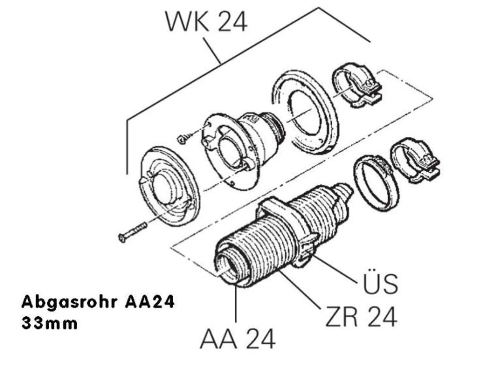 Abgasrohr für E2400 mit 33mm Durchmesser