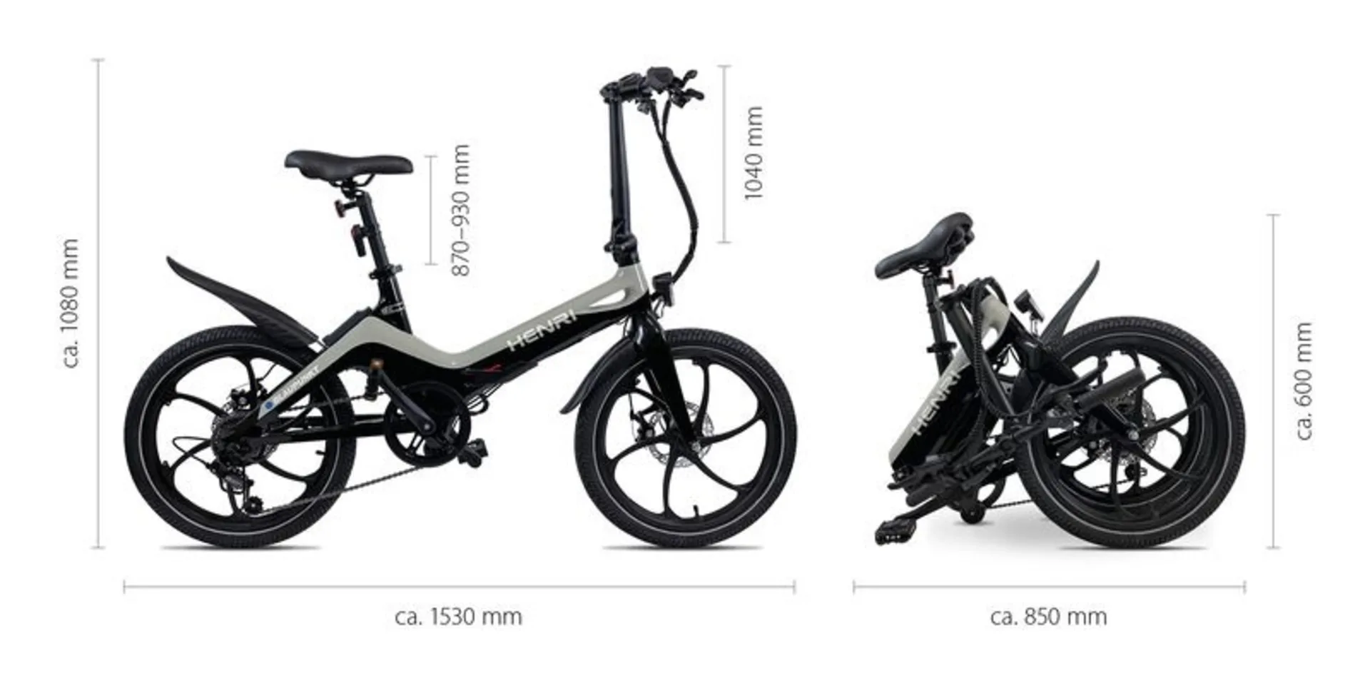 Blaupunkt E-Bike faltbar HENRI - 20 Zoll Falt E-Bike in sportlichem Look
