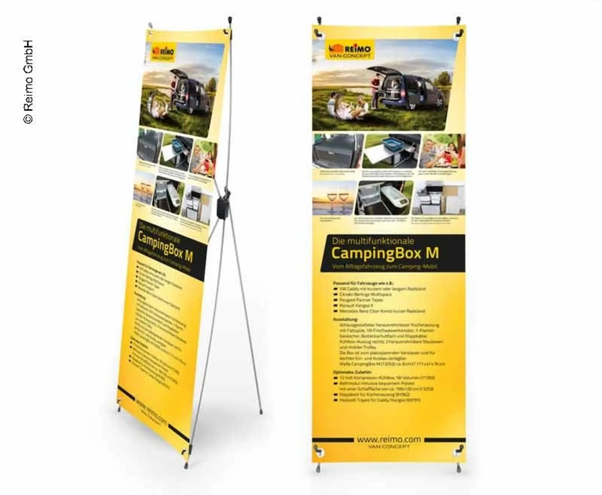 X-Banner avec motif Reimo Campingbox M - Allemand - Taille 60x180cm
