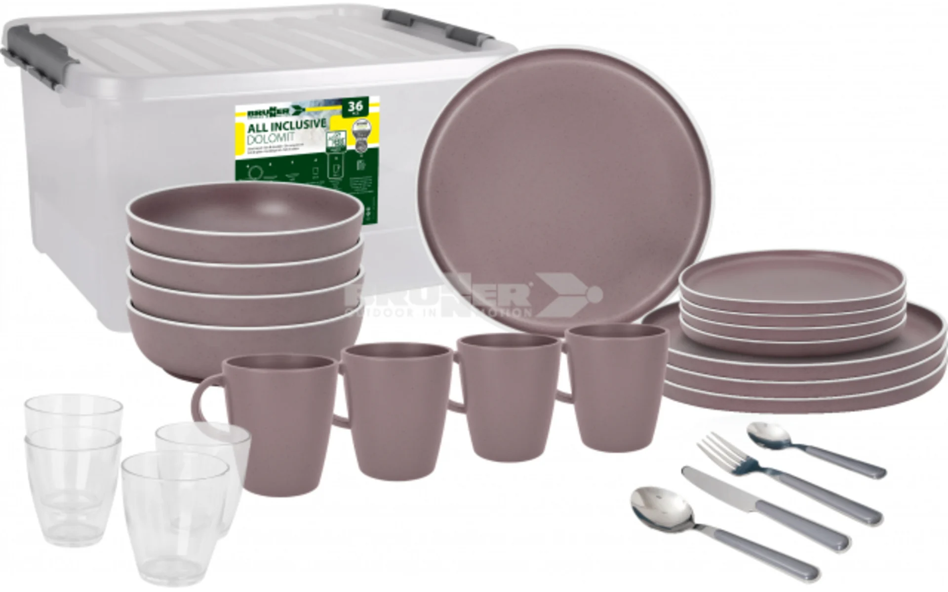 Brunner Dolomit Geschirrset, 36-teilig, rosé