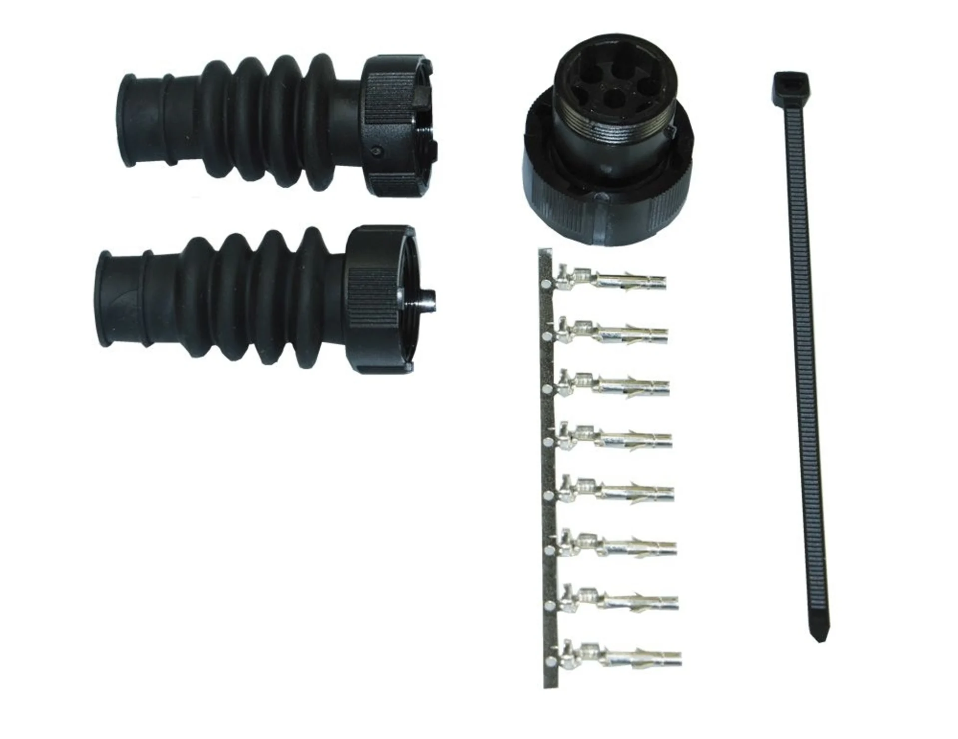 Anschlussstecker 8-pol schwarz weiblich, 1-fach und 2-fach Tülle Anschlussstecker 8-pol schwarz weiblich, 1-fach und 2-fach Tülle