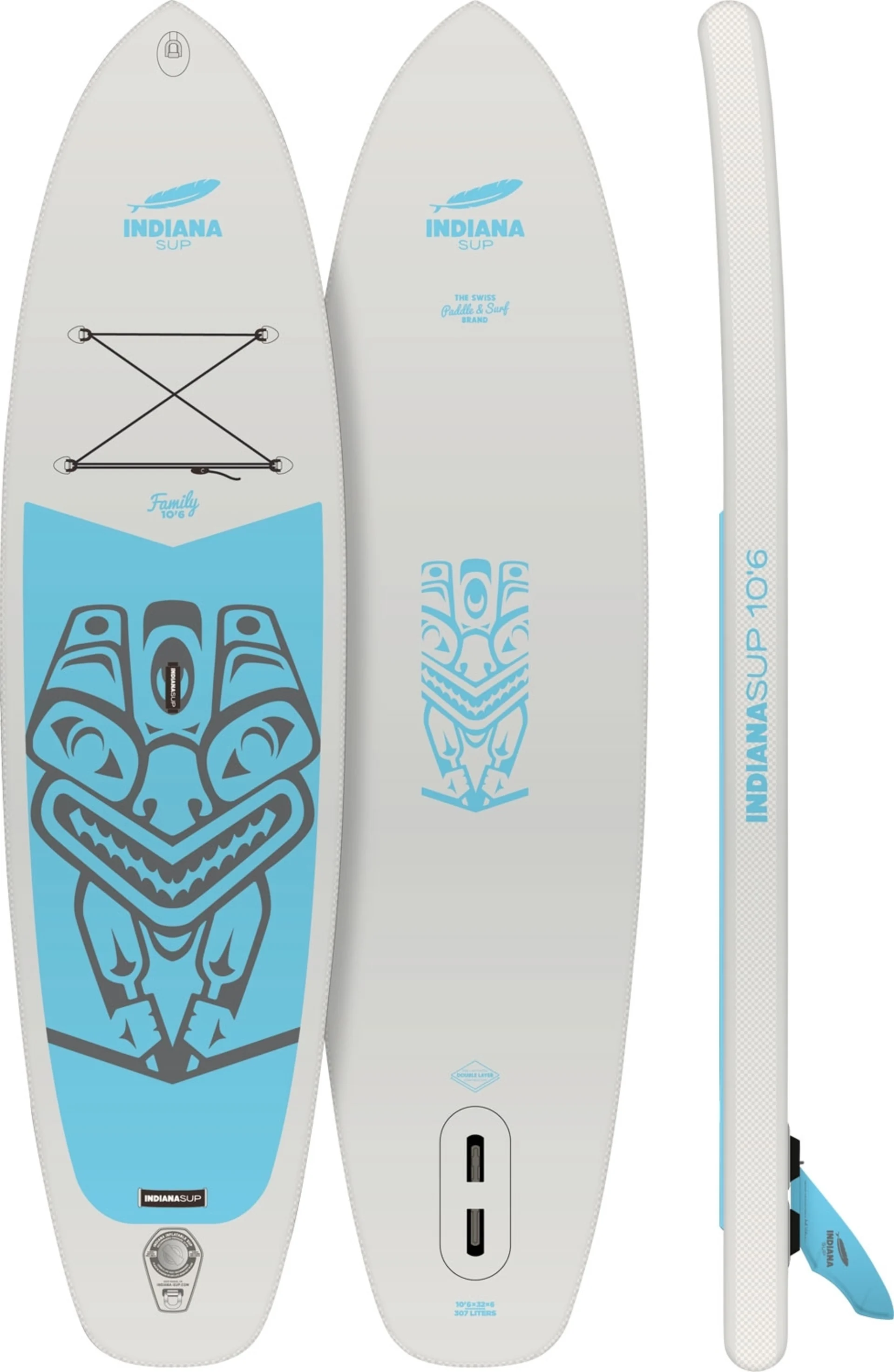 Indiana 11'6 Family Pack Stand Up Paddling-Board inkl. Paddel und Luftpumpe Grau