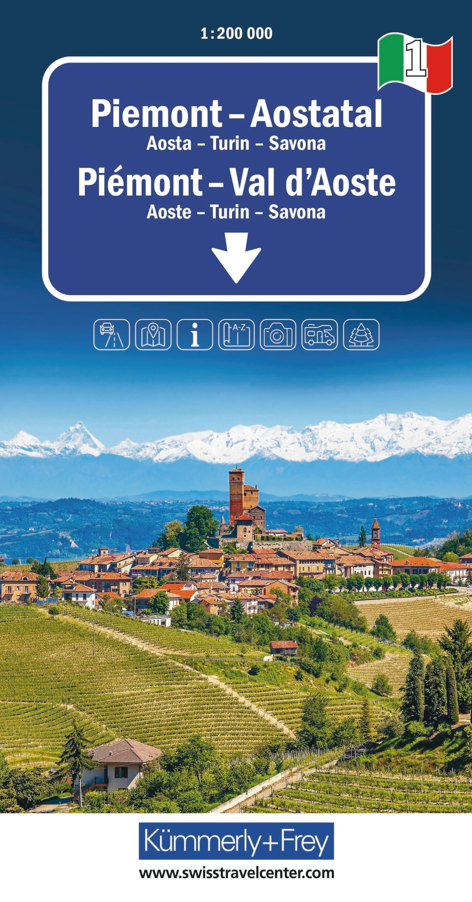 Piemont - Aostatal, Nr. 01, Regionalstrassenkarte 1:200'000