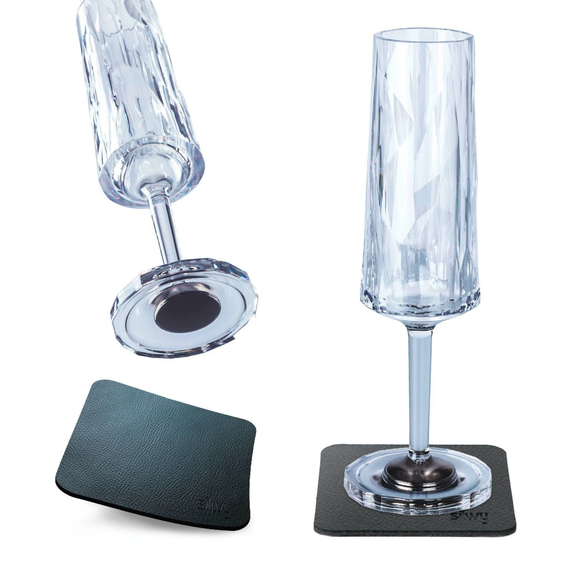 silwy® Sekt Magnet Kunststoffgläser 2 Stück (150 ml)