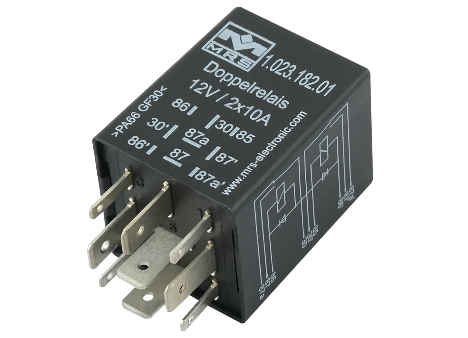 Doppelrelais 12 V 2x 10 A, mit Löschdiode, Wechsler 2in1 Relaisfunktion Wechsler 12 V