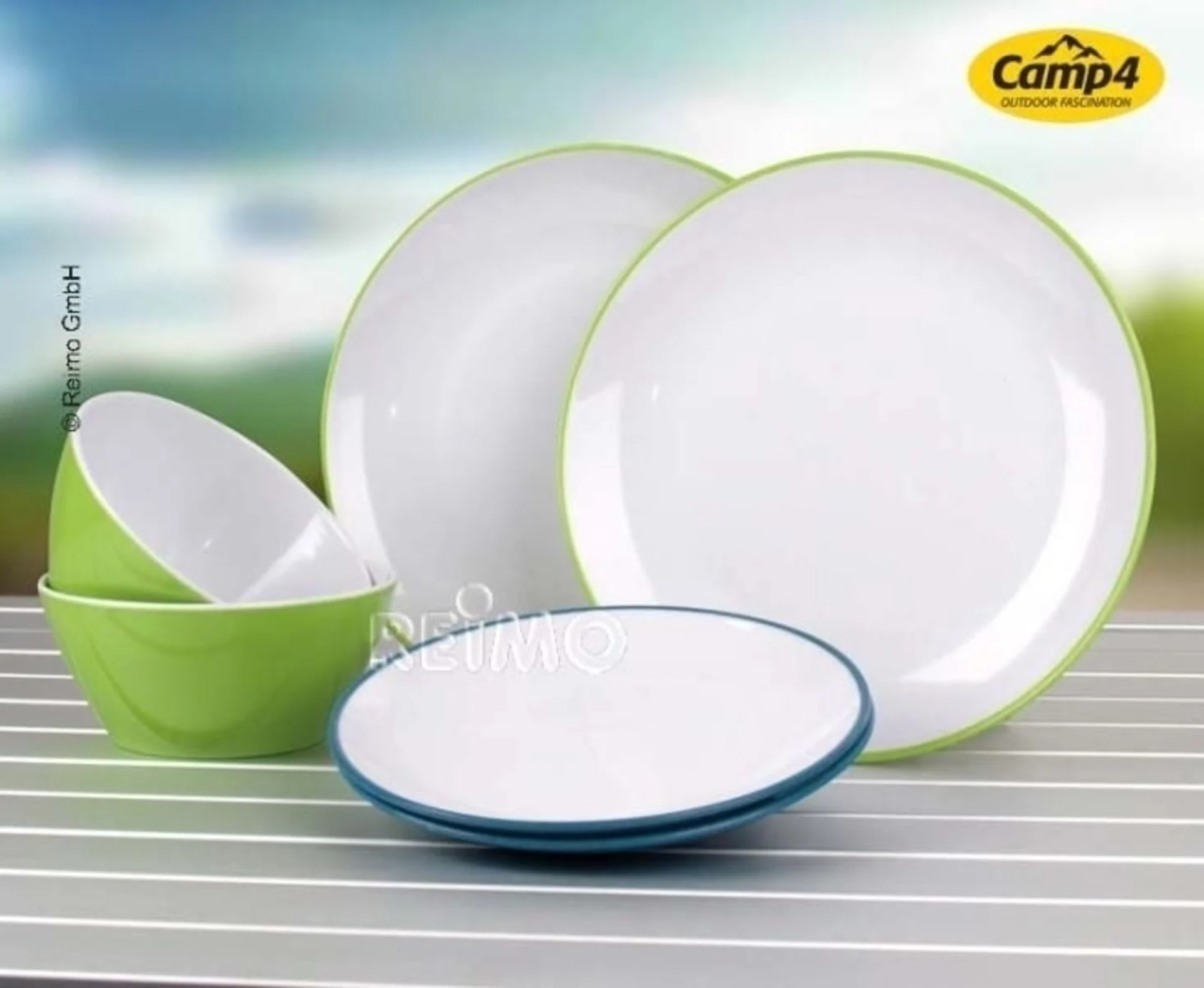 Set de vaisselle en mélamine JUNGLE, 6pcs.pétrole/citron vert, 4 Te