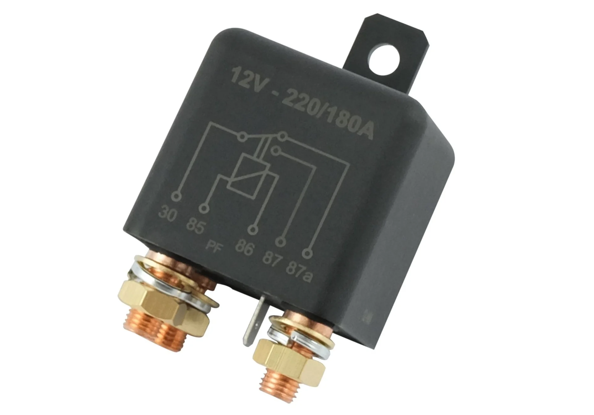 Hochleistungs-Wechslerrelais 12 V 220/180 A Wechsler 1 - 2, 3 x M6 Hochleistungs-Wechslerrelais 12 V 220/180 A Wechsler 1 - 2, 3 x M6