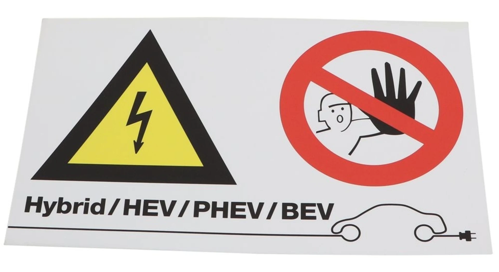 Warnschild, Arbeiten an Hybrid, HEV/PHEV/BEV für Arbeiten an Hybrid- und Elektrofahrzeugen